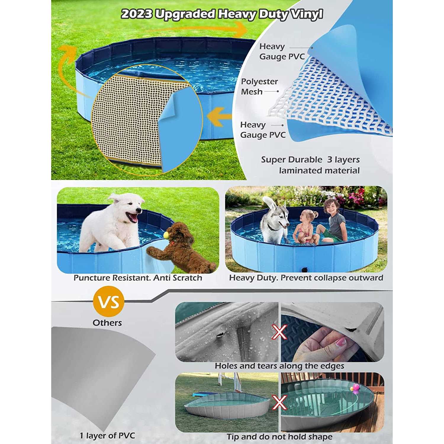 Jasonwell Foldable Dog Pet Bath Pool Collapsible Dog Pet Pool Bathing Tub Kiddie Pool for Dogs Cats Kids - Image 4