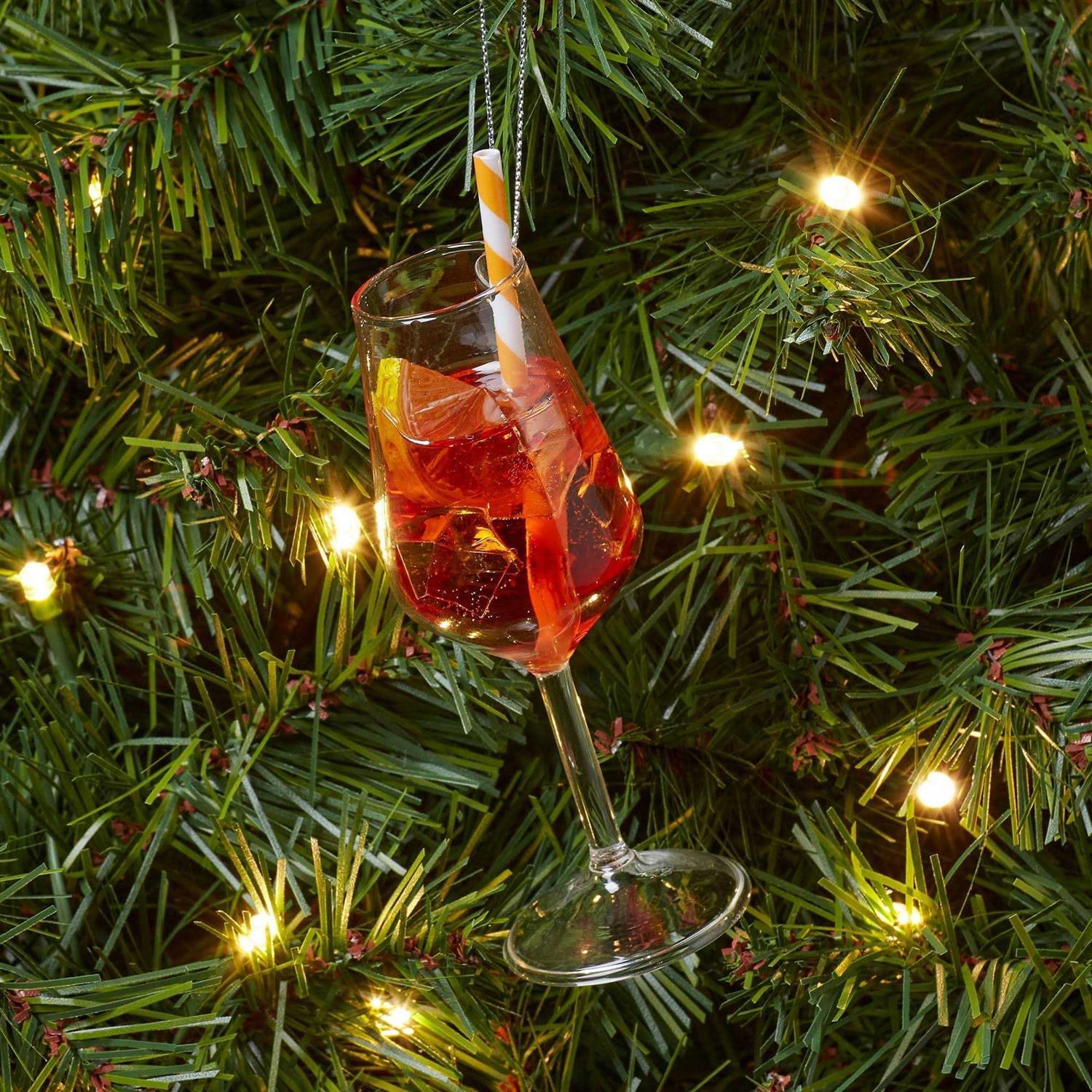 Wondershop Glass Spritz Cocktail Christmas Tree Ornament Orange - Image 3