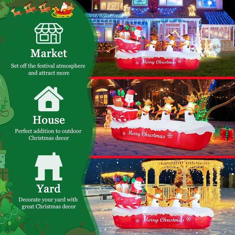 COOLWUFAN 10 FT Christmas Inflatables Outdoor Decorations Santa Claus on The Sleigh with Cute Elks - Image 5
