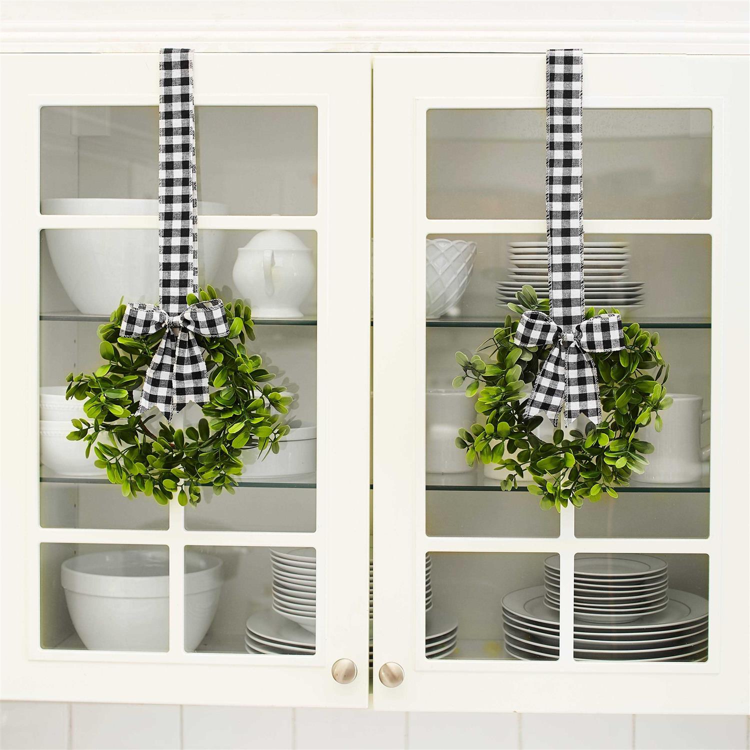 MSR Imports Cabinet Wreaths Black & White Plaid - Image 5