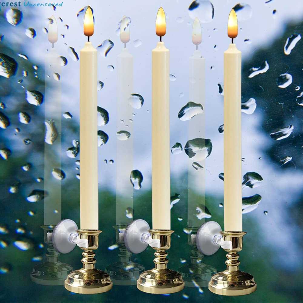 Flameless Window Candles with Timer & Remote 10 Battery Operated 3D Wick LED Flickering Window Candles for Christmas Decoration - Image 3