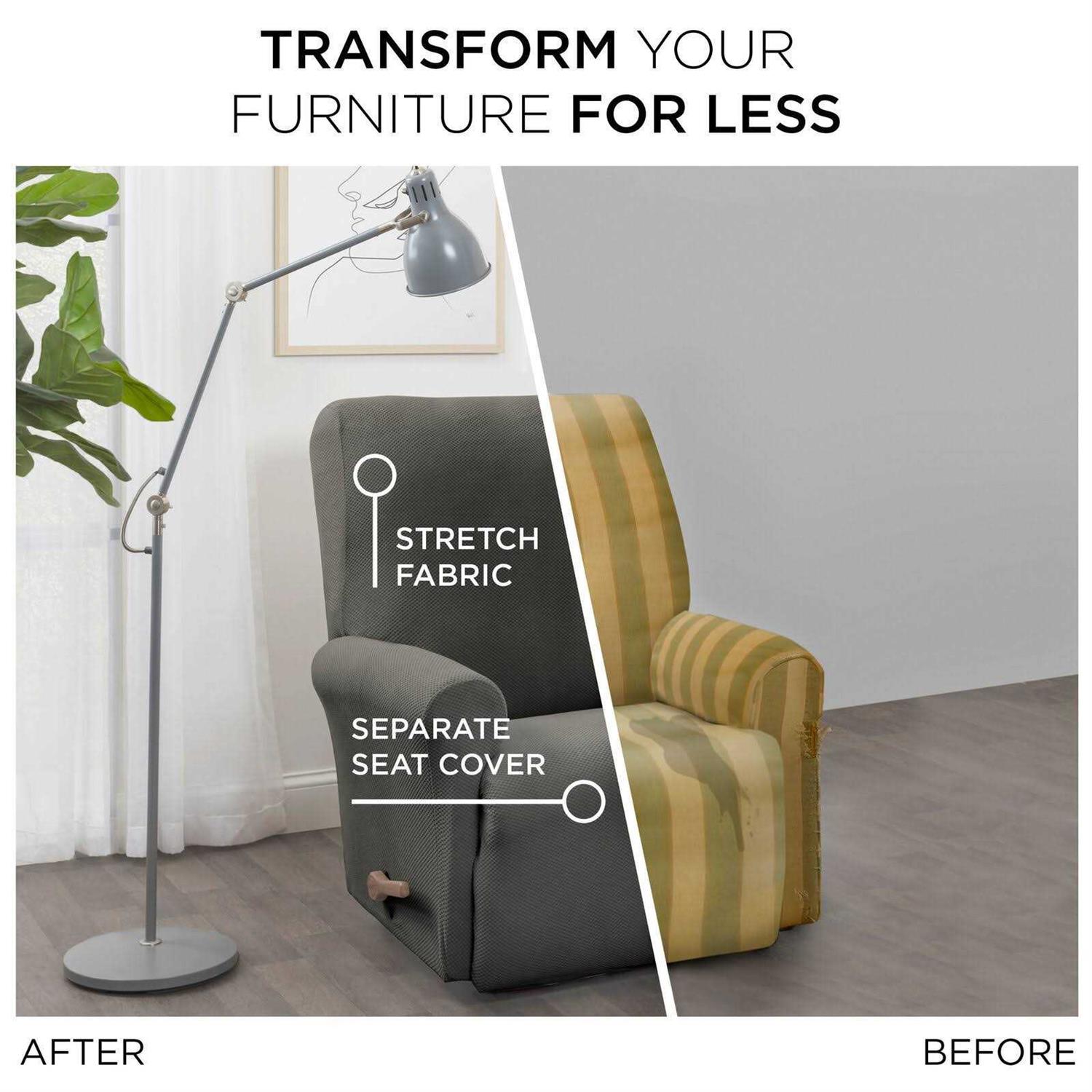 Mainstays Pixel 4-Piece Stretch Recliner Chair Slipcover - Image 5