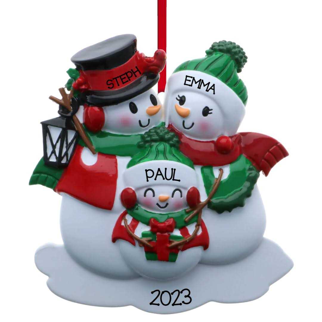Snowman Family Christmas Ornament Family of 3 - Image 3
