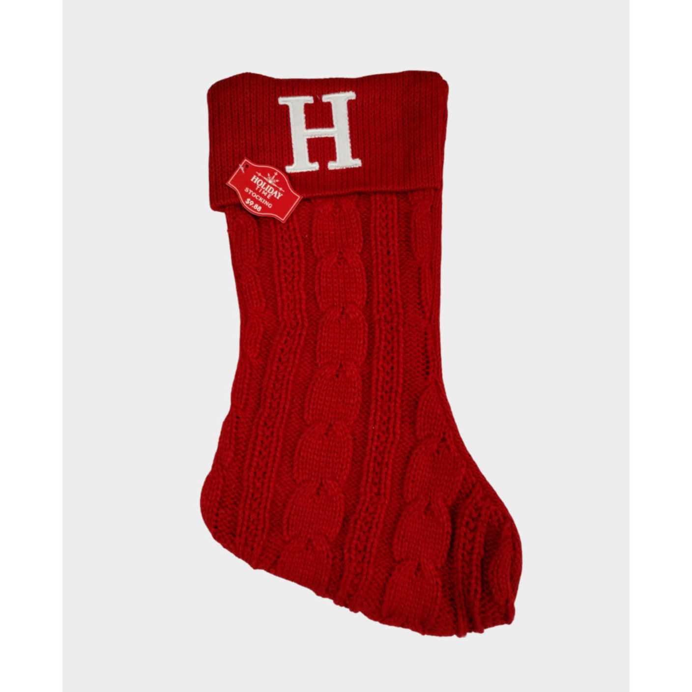 Holiday Time Monogram Letter Knit Christmas Stocking - Image 3