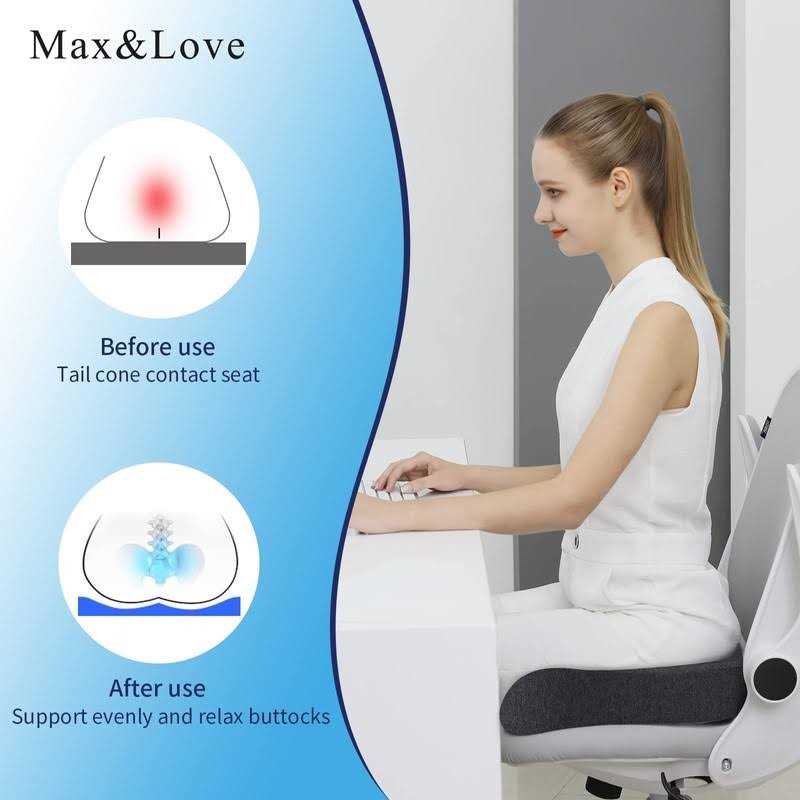 Max&Love Memory Foam Seat Chair Cushion for Relieves Back Sciatica Pain Tailbone Pain Coccyx Degenerating Disc Orthopedic Osteoarthritis Prostate - Image 5
