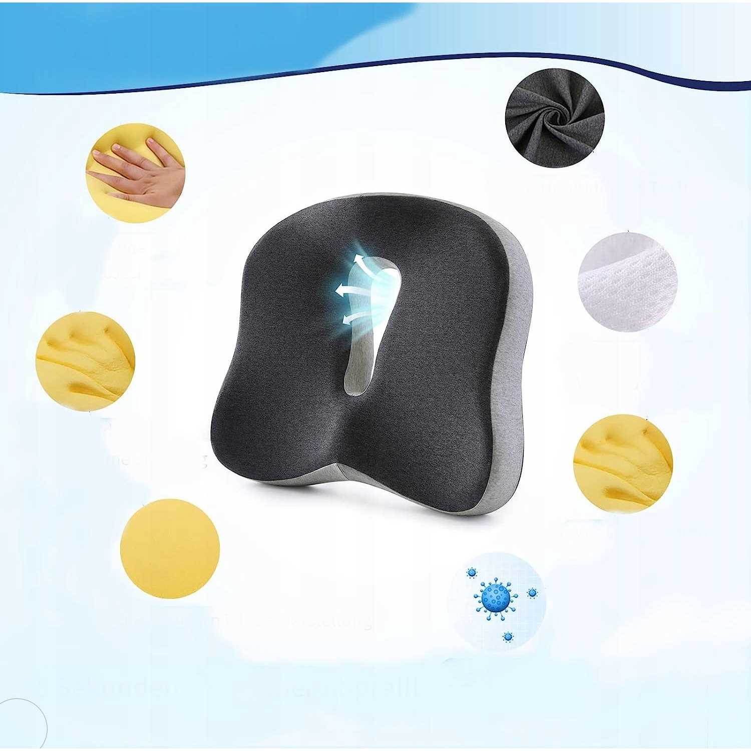 Max&Love Memory Foam Seat Chair Cushion for Relieves Back Sciatica Pain Tailbone Pain Coccyx Degenerating Disc Orthopedic Osteoarthritis Prostate - Image 4