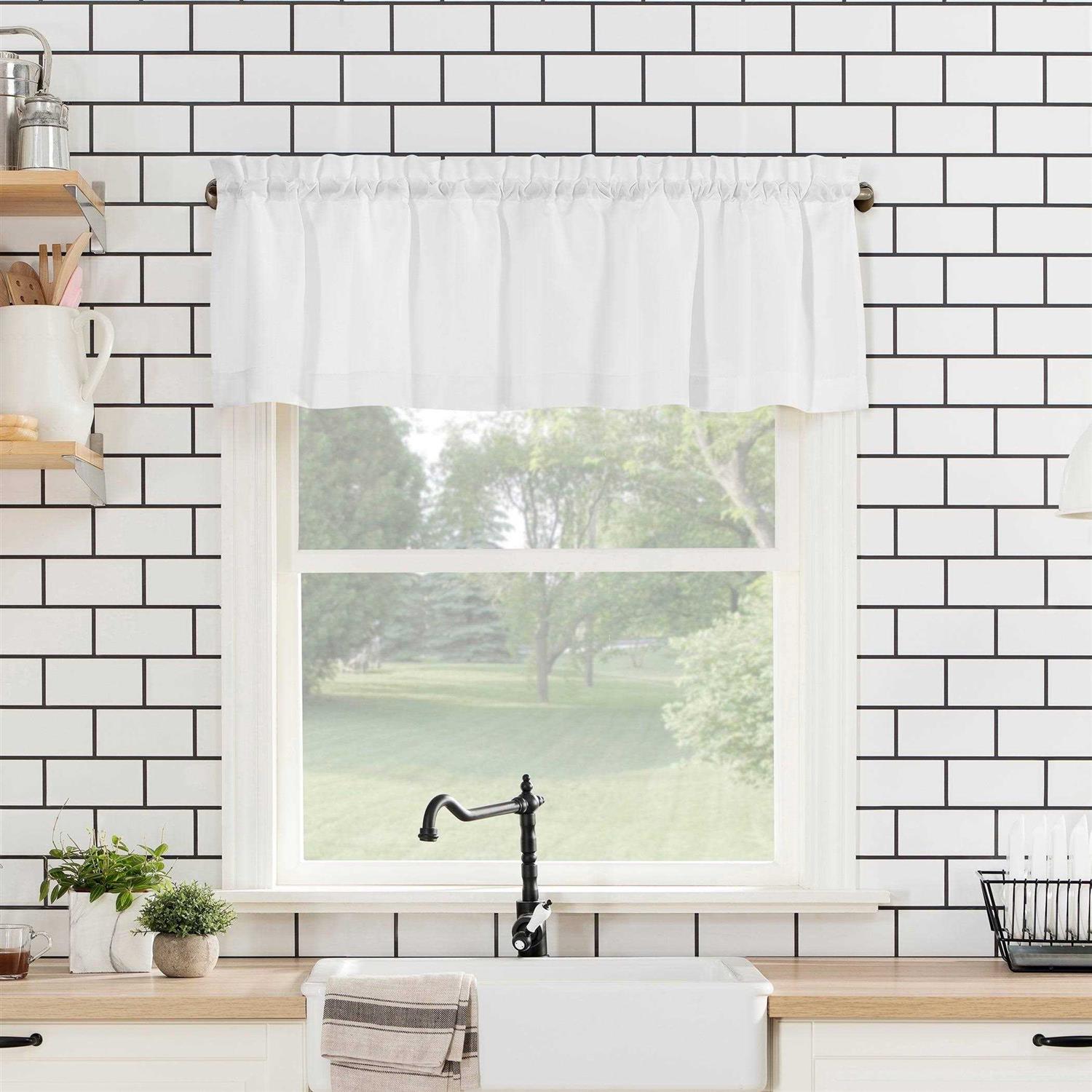 No. 918 Martine Microfiber Semi-Sheer Rod Pocket Kitchen Curtain Valance and Tiers Set - Image 5