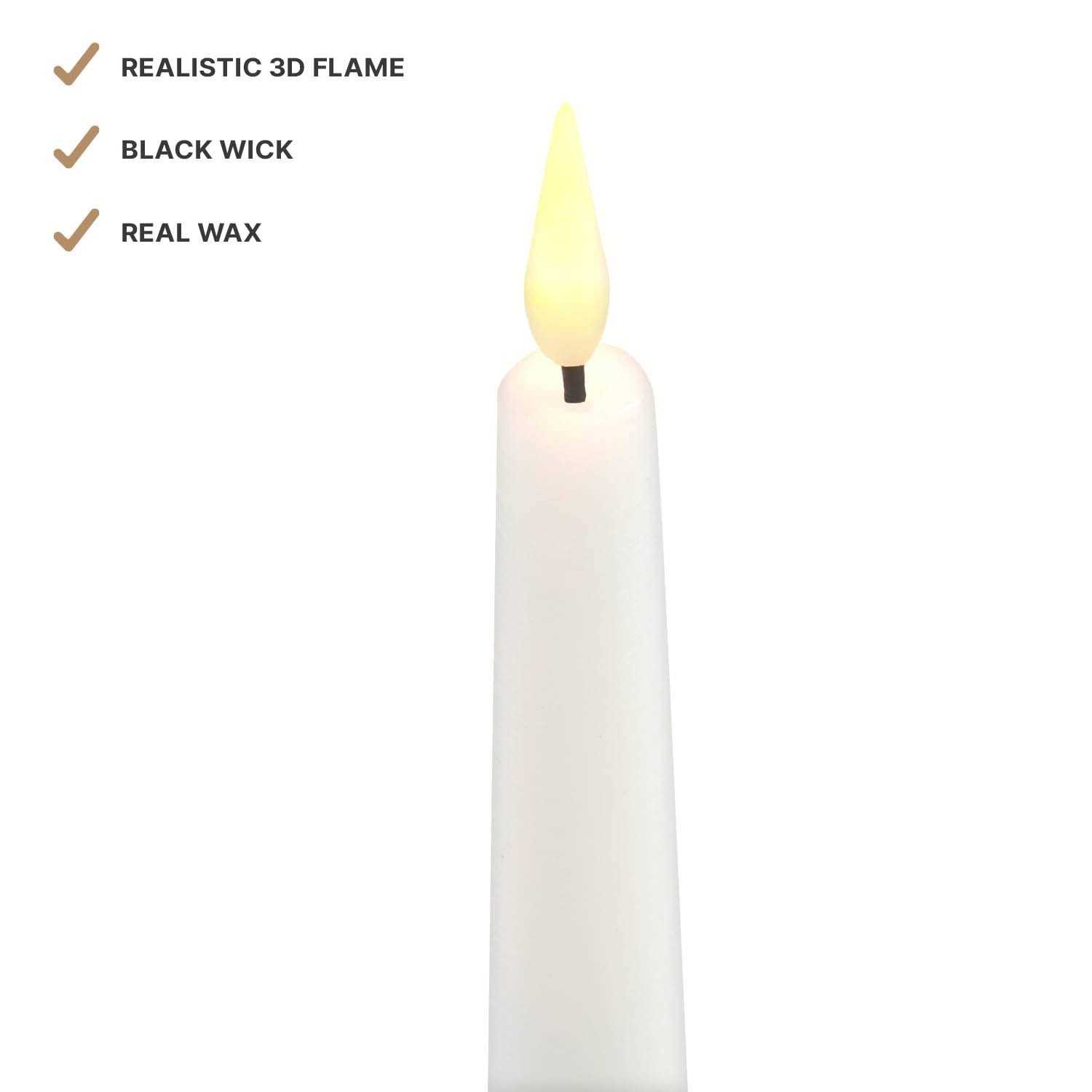 LampLust Infinity Wick Flameless Candles Real Wax Ivory 7 Taper Candles - Image 5