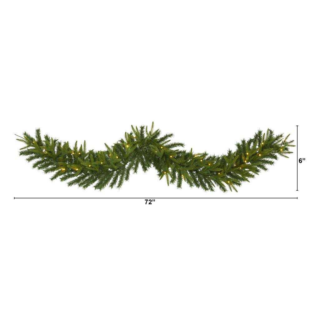 Christmas Pine Artificial Garland LED Lights Nearly Natural - Image 4
