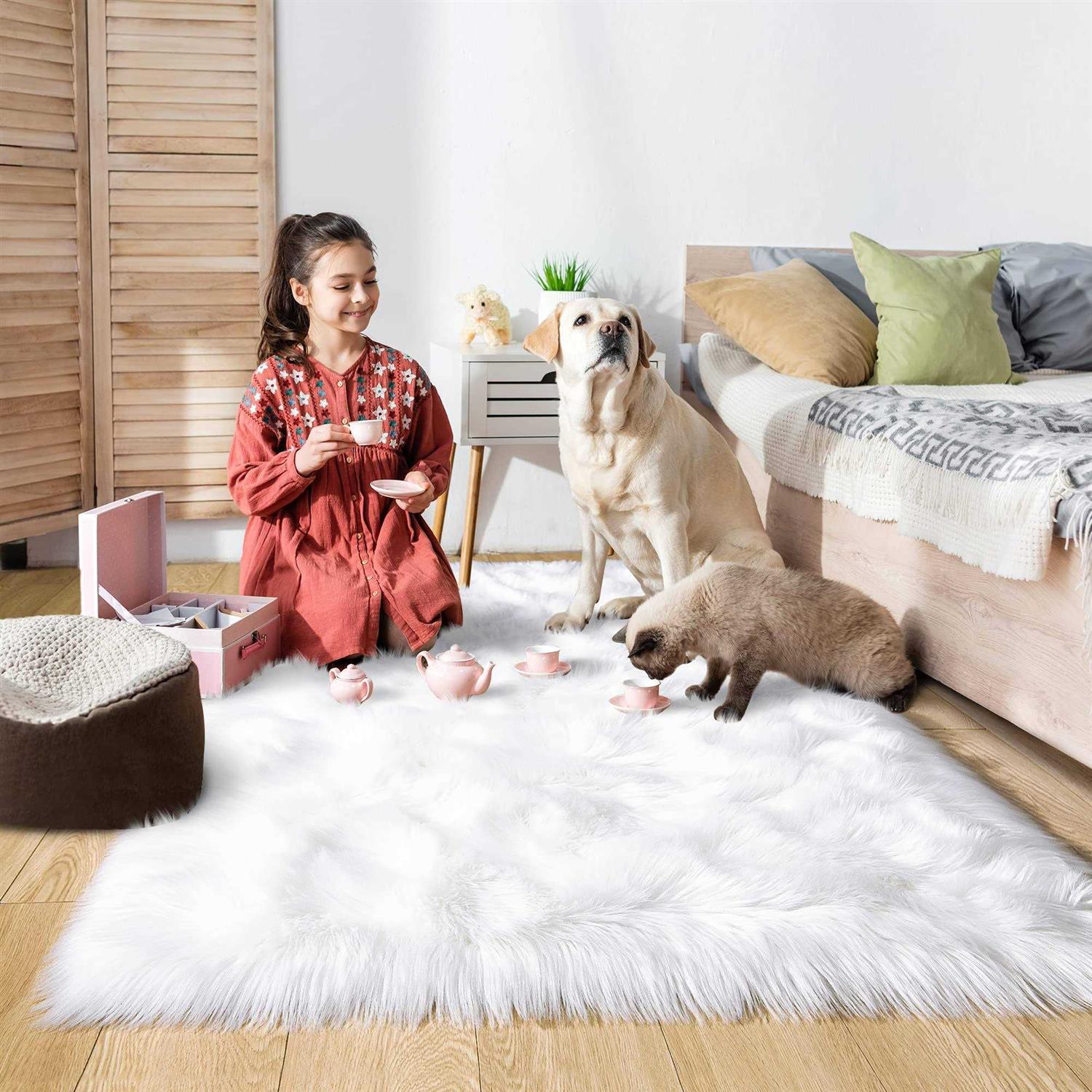 Noahas Soft Fluffy Area Rug Shaggy Bedroom Rugs for Kids Room Rug Carpets - Image 4