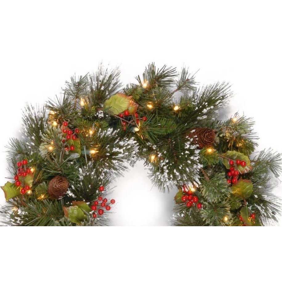 National Tree Company 24 Wintry Pine Wreath with Lights - Image 3