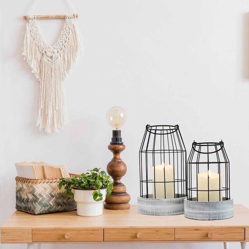 Rustic Farmhouse Lantern Decor Stylish Decorative Lanterns for Your Living Room, Fireplace Mantle or Kitchen Dining Table - Image 4