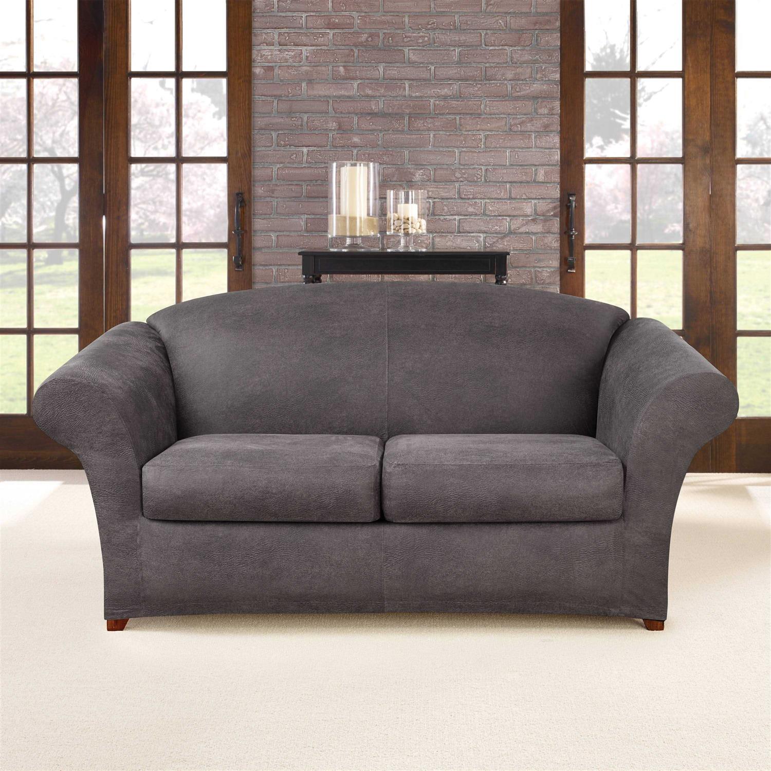 Sure Fit Ultimate Stretch Suede Box Loveseat Slipcover - Image 4