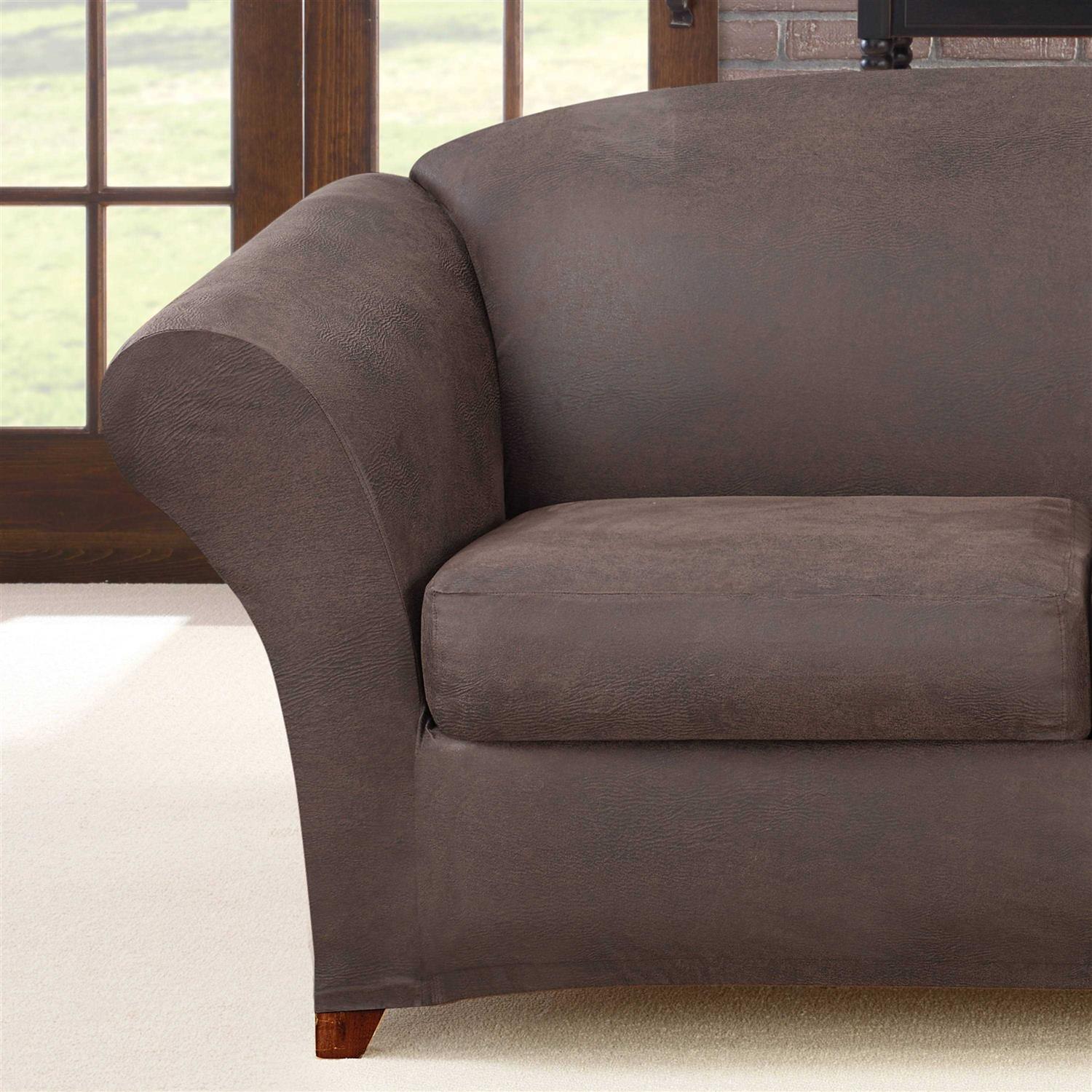 Sure Fit Ultimate Stretch Suede Box Loveseat Slipcover - Image 5