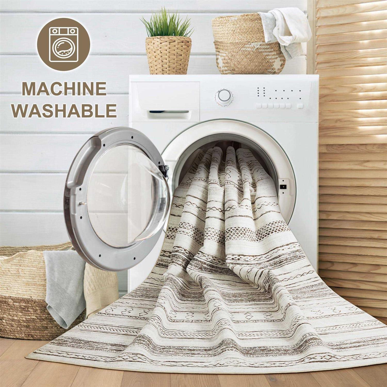 Area Rug Living Room Rugs Washable Large Soft Neutral Boho Moroccan Bohemian Farmhouse Rug Indoor Floor Carpet for Bedroom Under Dining Table - Image 4