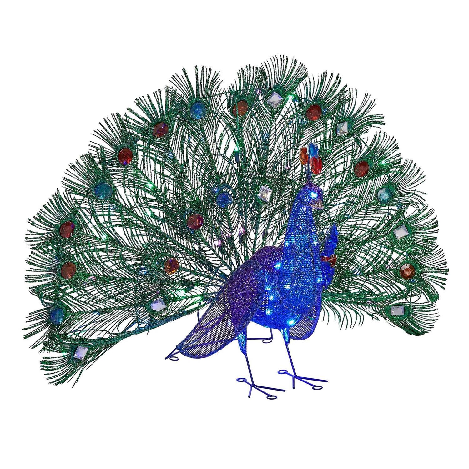Holiday Living 24 Peacock Free Standing Decoration with LED Lights - Image 5