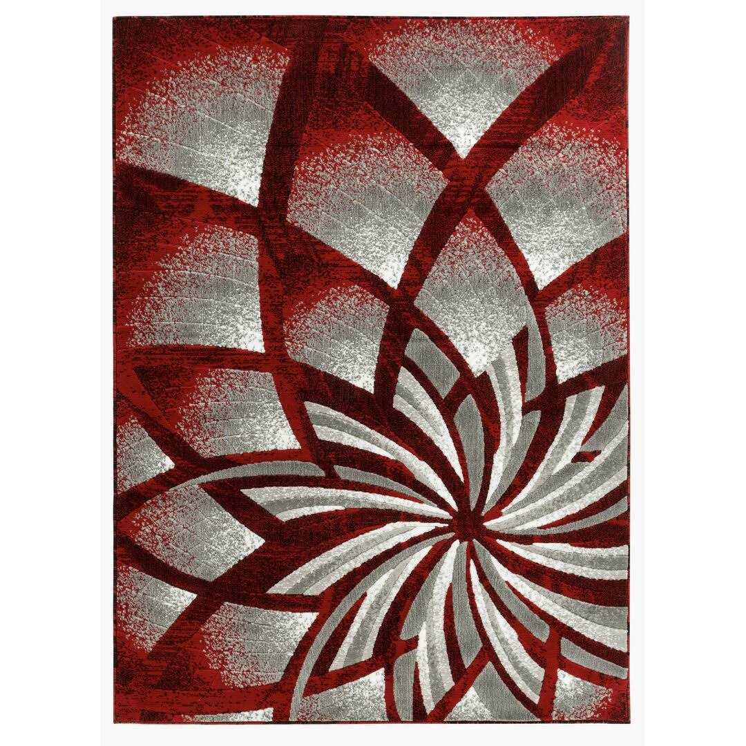 Delana New Modern Red/Cream/Gray Area Rug Orren Ellis Rug - Image 4