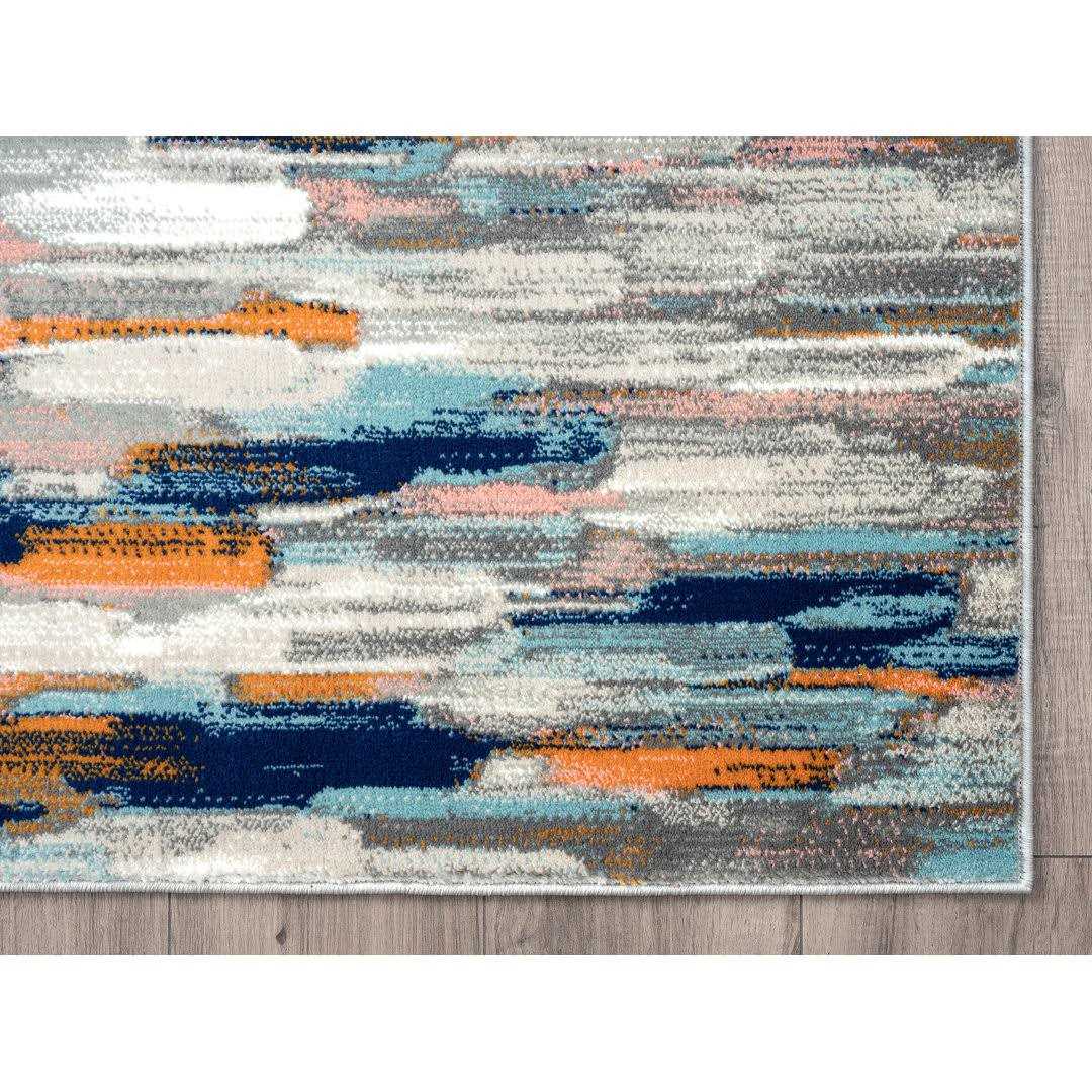 Seldovia Abstract Orange/Blue Area Rug Wrought Studio Rug - Image 4