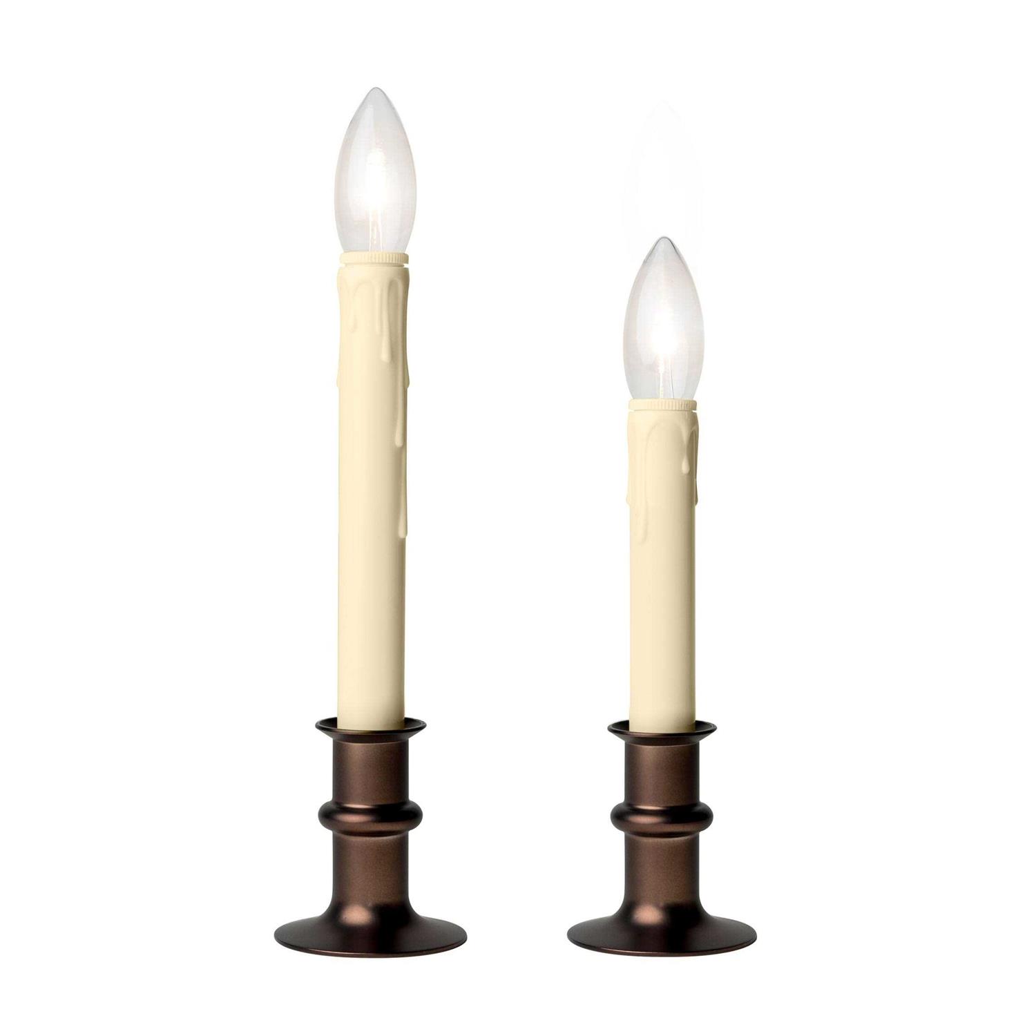 Set of 4 Ivory and Bronze Battery Operated LED Candle Lamps 13 - Image 3