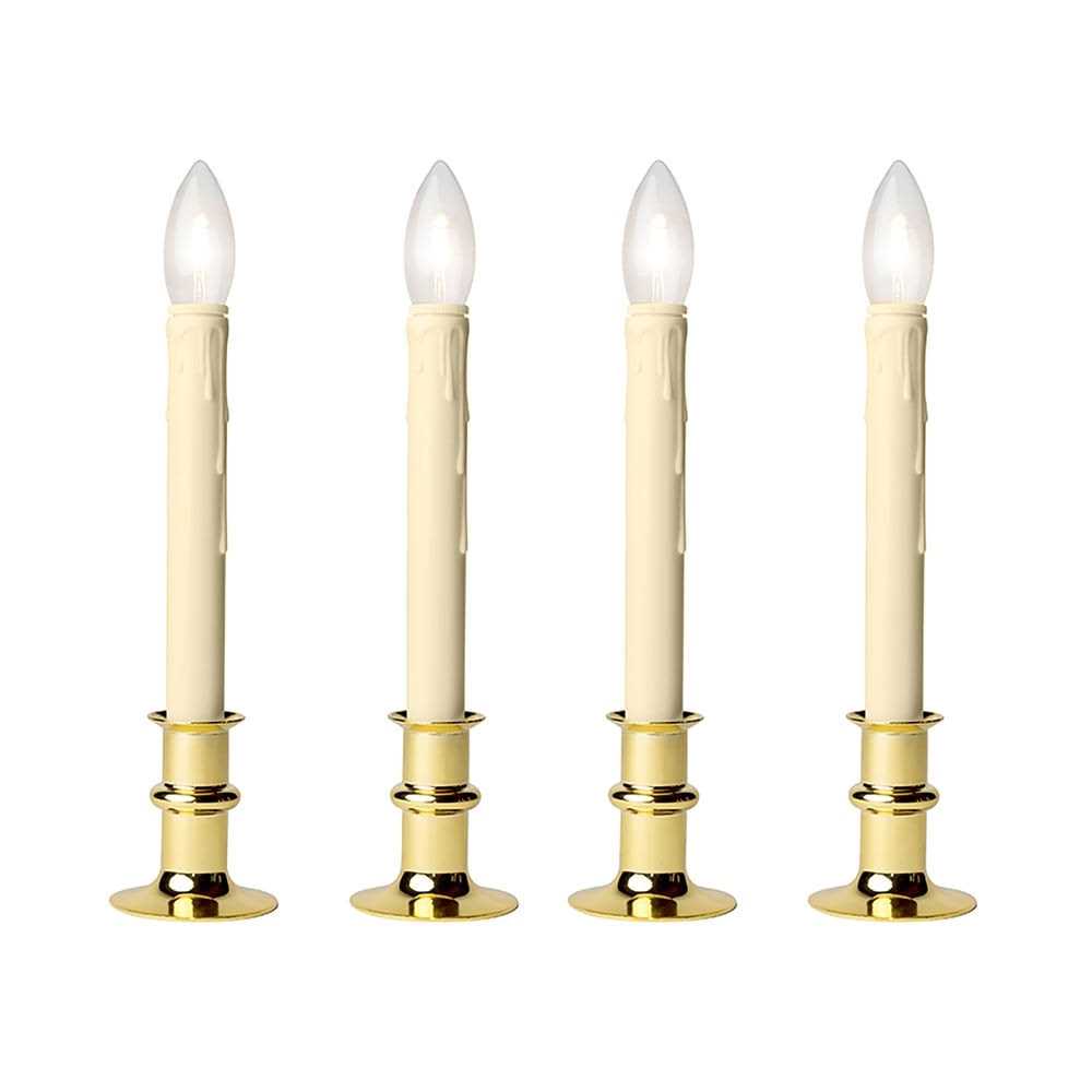 Set of 4 Ivory and Bronze Battery Operated LED Candle Lamps 13 - Image 5