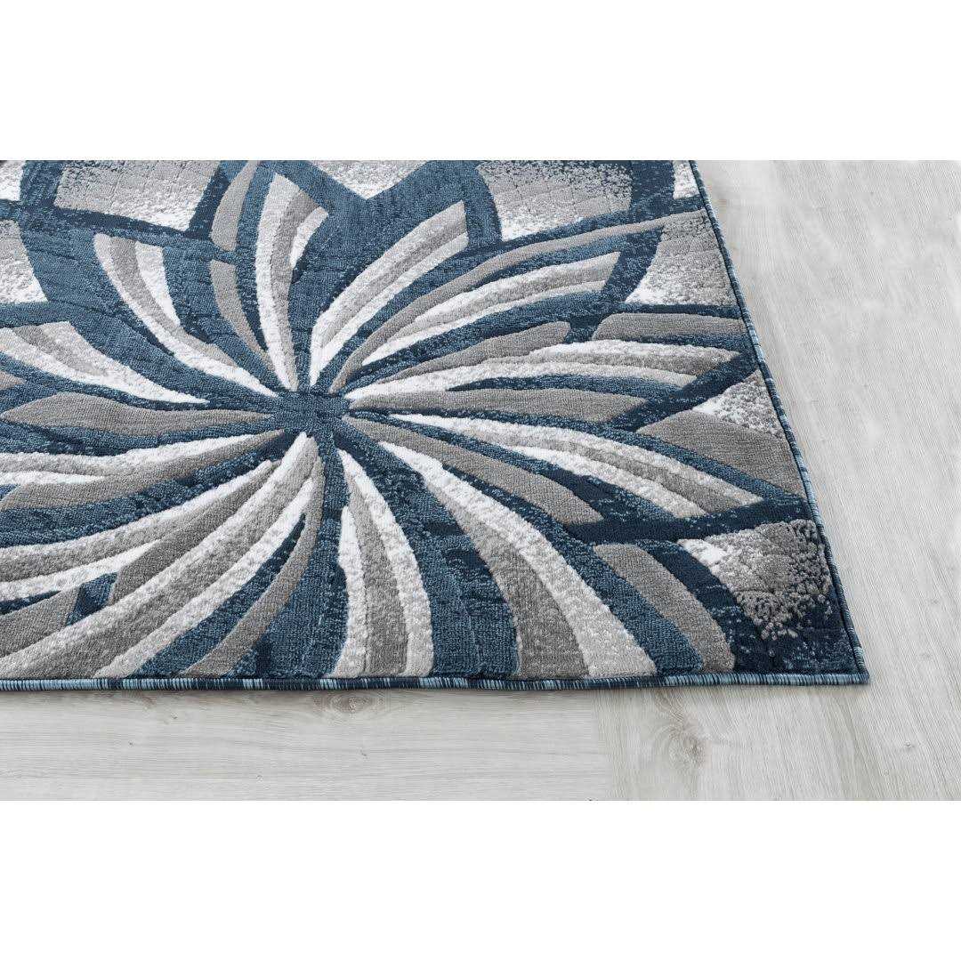 Kimbrel Floral Power Loom Blue/Gray/Ivory Rug Ebern Designs Rug - Image 5