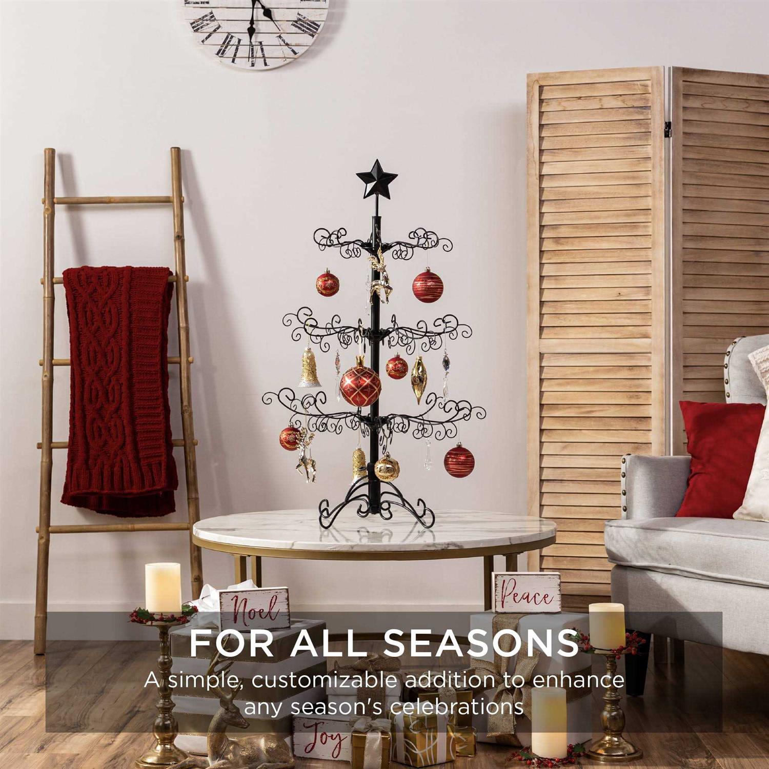 Best Choice Products 3ft Wrought Iron Ornament Display Christmas Tree w/ Easy Assembly - Image 4
