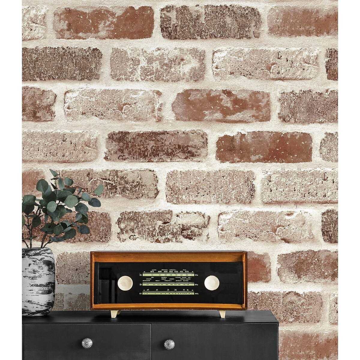 NextWall Washed Brick Peel and Stick Wallpaper - Image 3