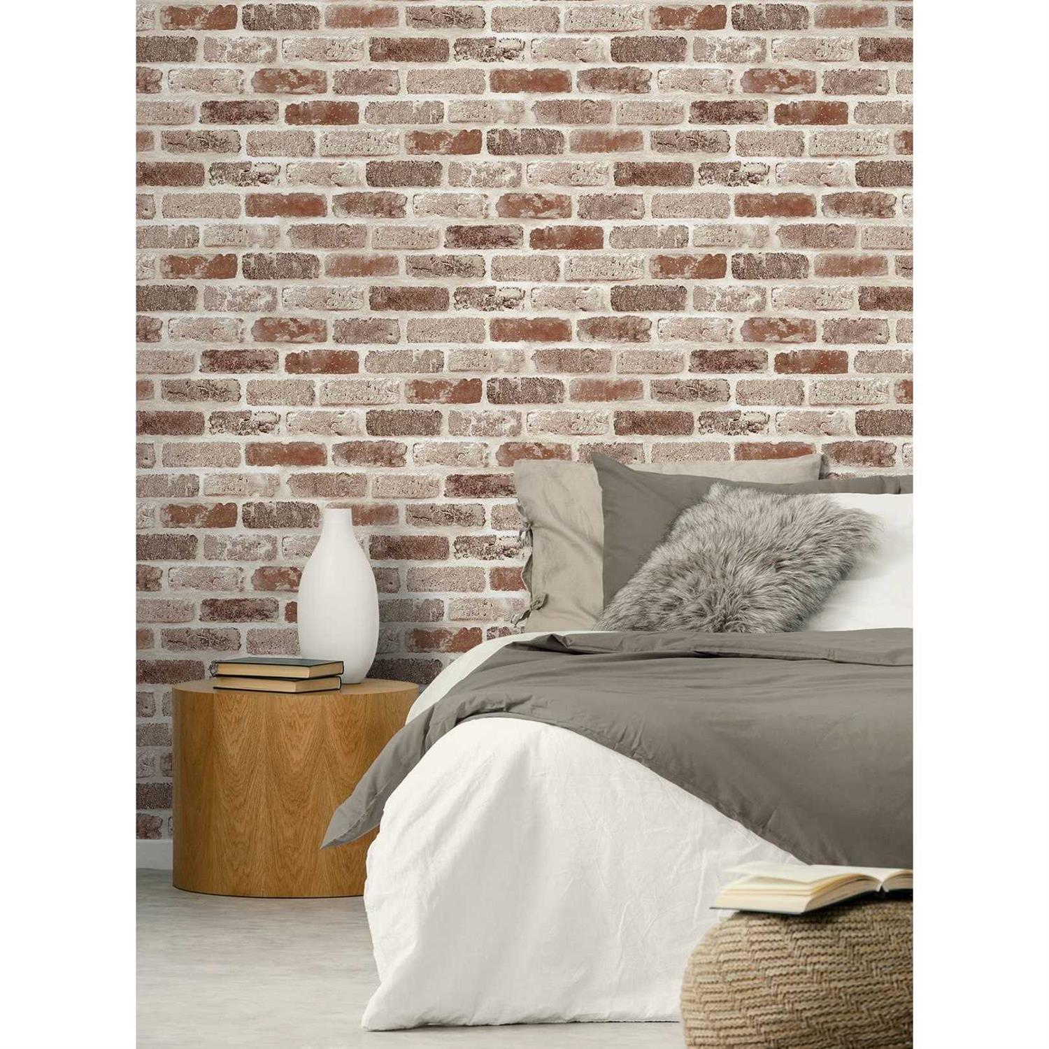 NextWall Washed Brick Peel and Stick Wallpaper - Image 4