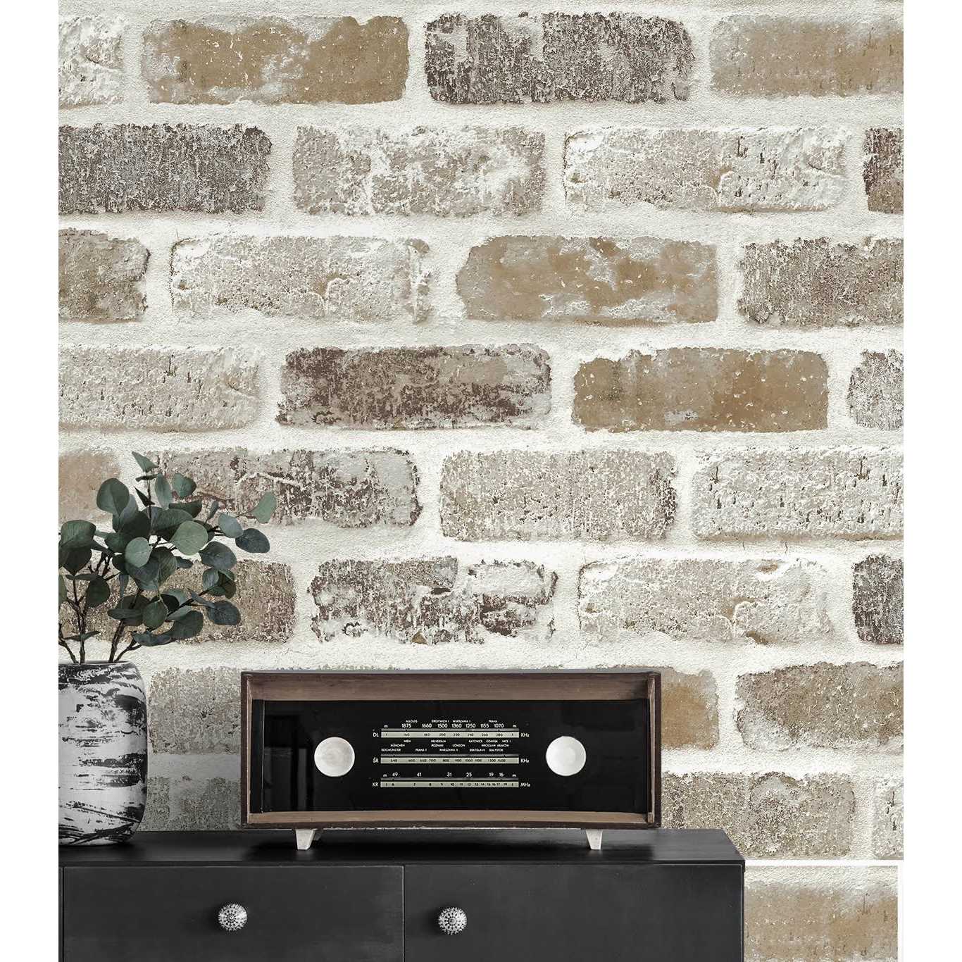 NextWall Washed Brick Peel and Stick Wallpaper - Image 5