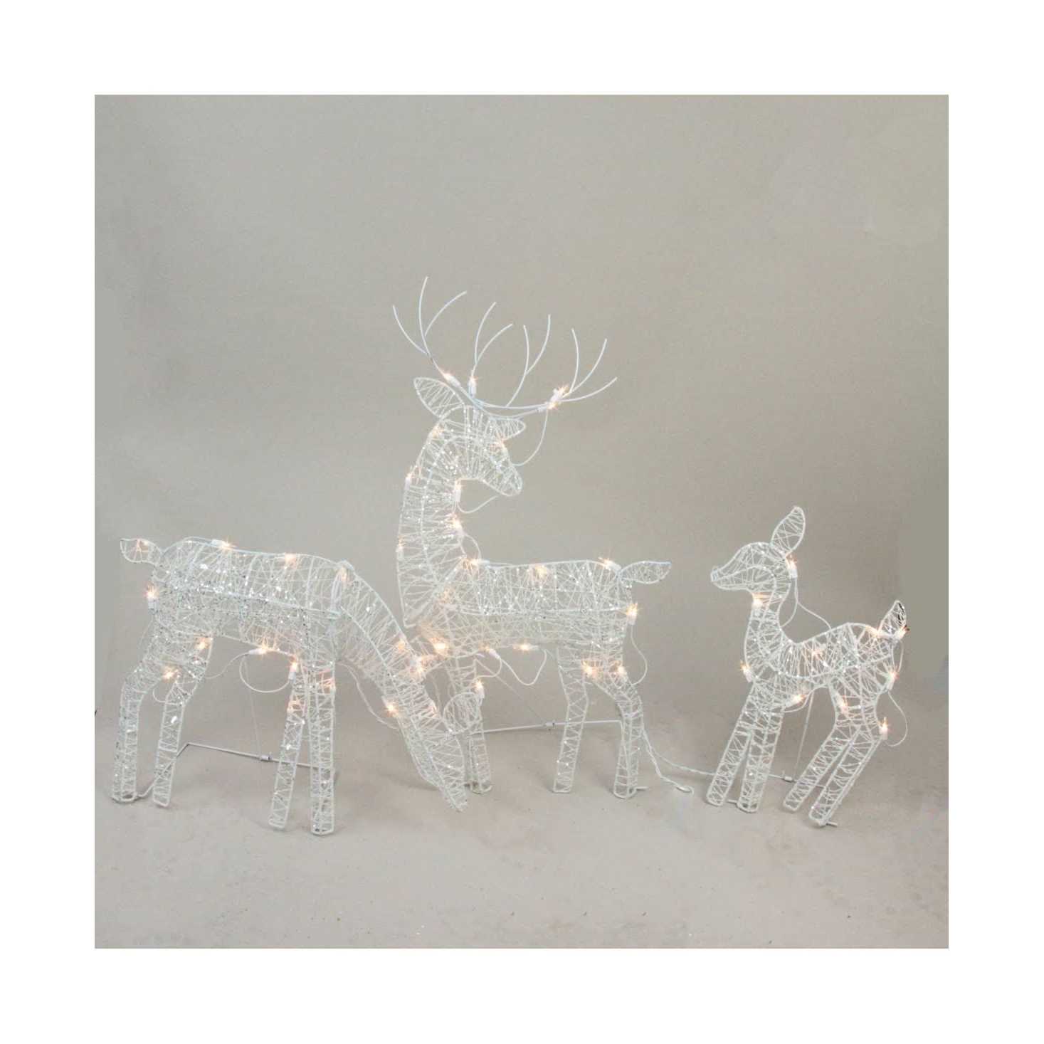 Northlight Set of 3 White Glittered Doe Fawn and Reindeer Lighted Christmas Outdoor Decoration - Image 4