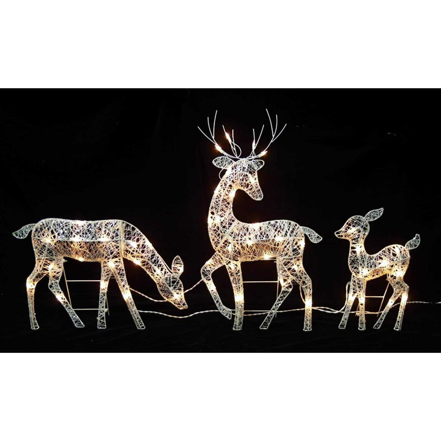 Northlight Set of 3 White Glittered Doe Fawn and Reindeer Lighted Christmas Outdoor Decoration - Image 5
