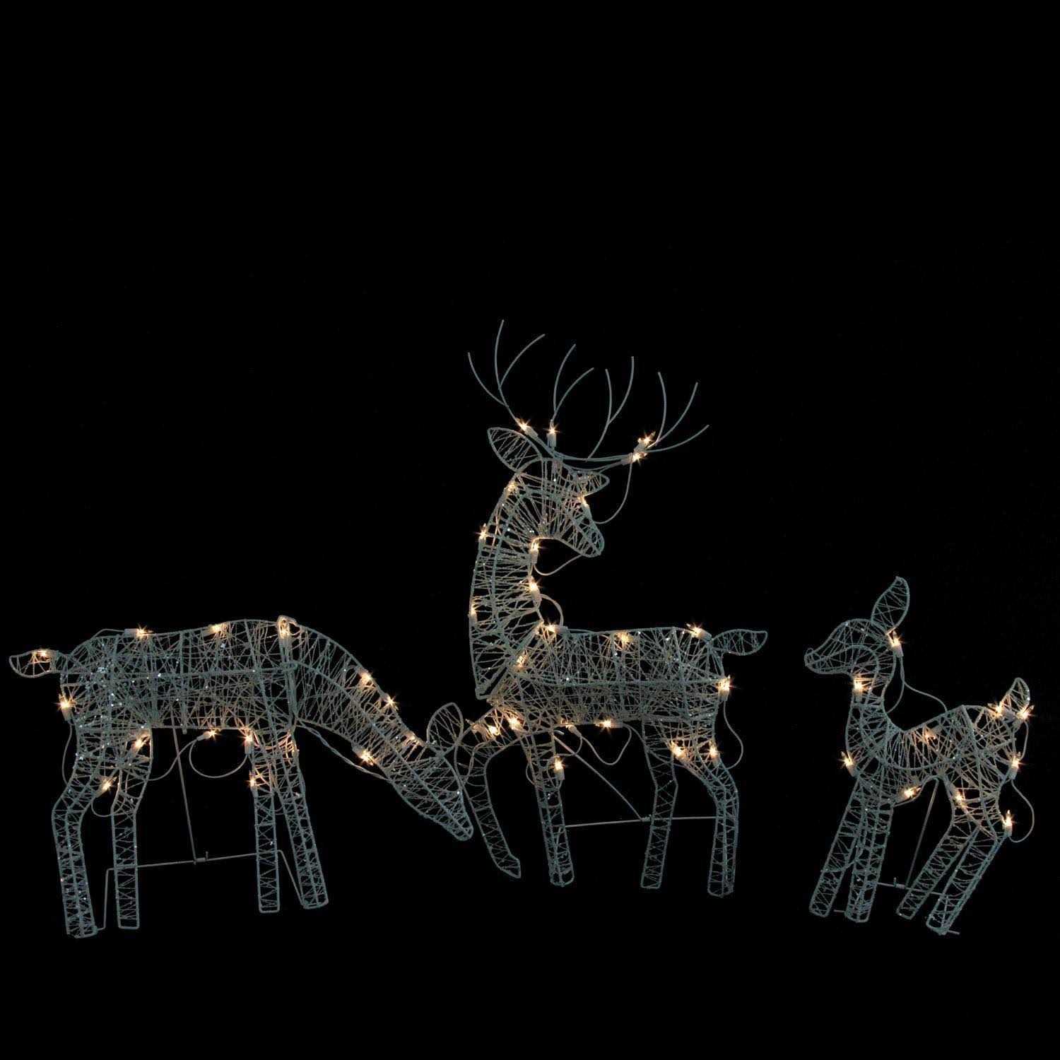 Northlight Set of 3 White Glittered Doe Fawn and Reindeer Lighted Christmas Outdoor Decoration - Image 5