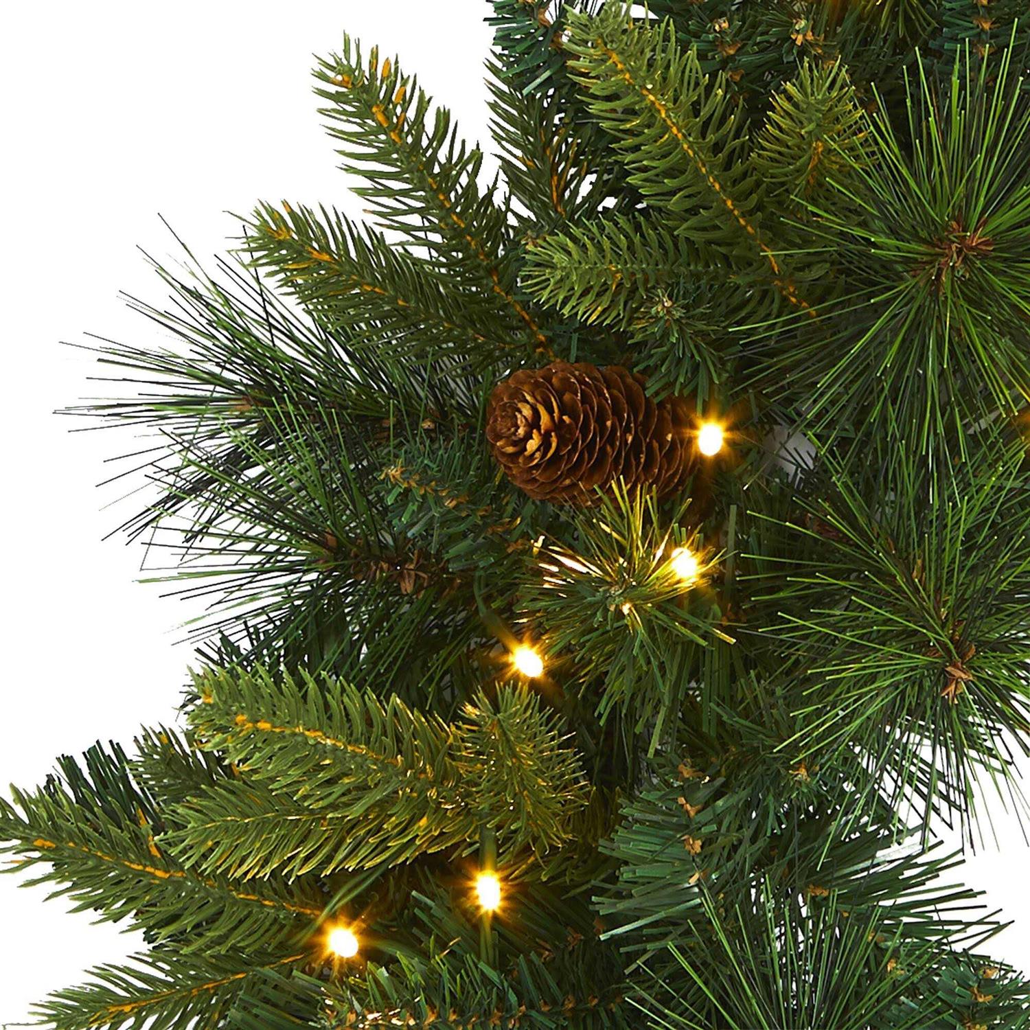 Nearly Natural Mixed Pine Artificial Christmas Wreath with 35 Clear LED Lights and Pinecones - Image 5