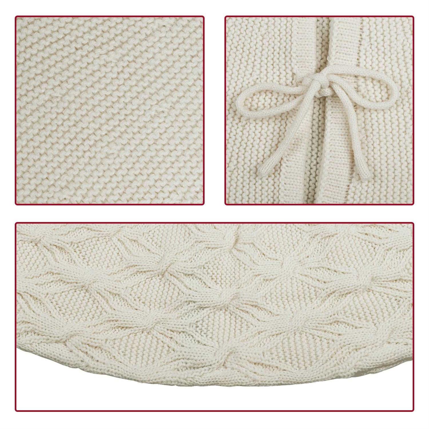 Limbridge Christmas Tree Skirt 48 Inches Knit Knitted Thick Rustic Xmas - Image 3