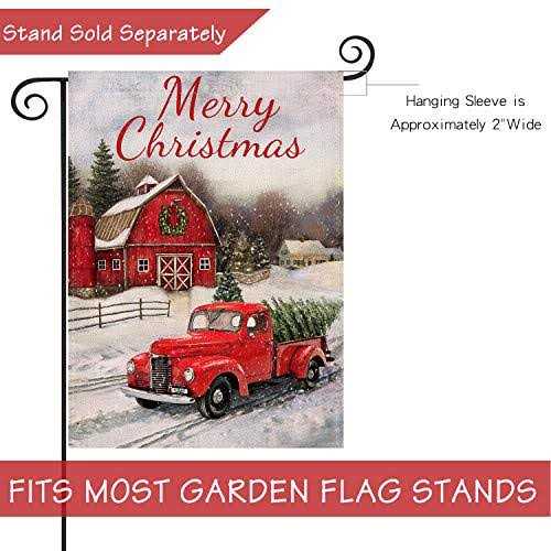 Selmad Home Decorative Merry Christmas Garden Flag Red Truck Double Sided - Image 4