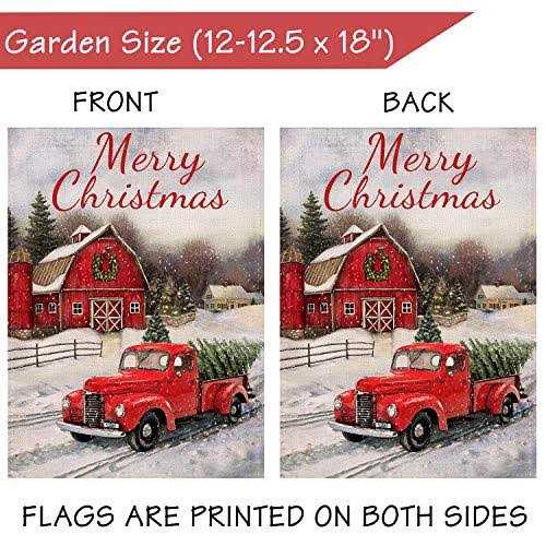 Selmad Home Decorative Merry Christmas Garden Flag Red Truck Double Sided - Image 5