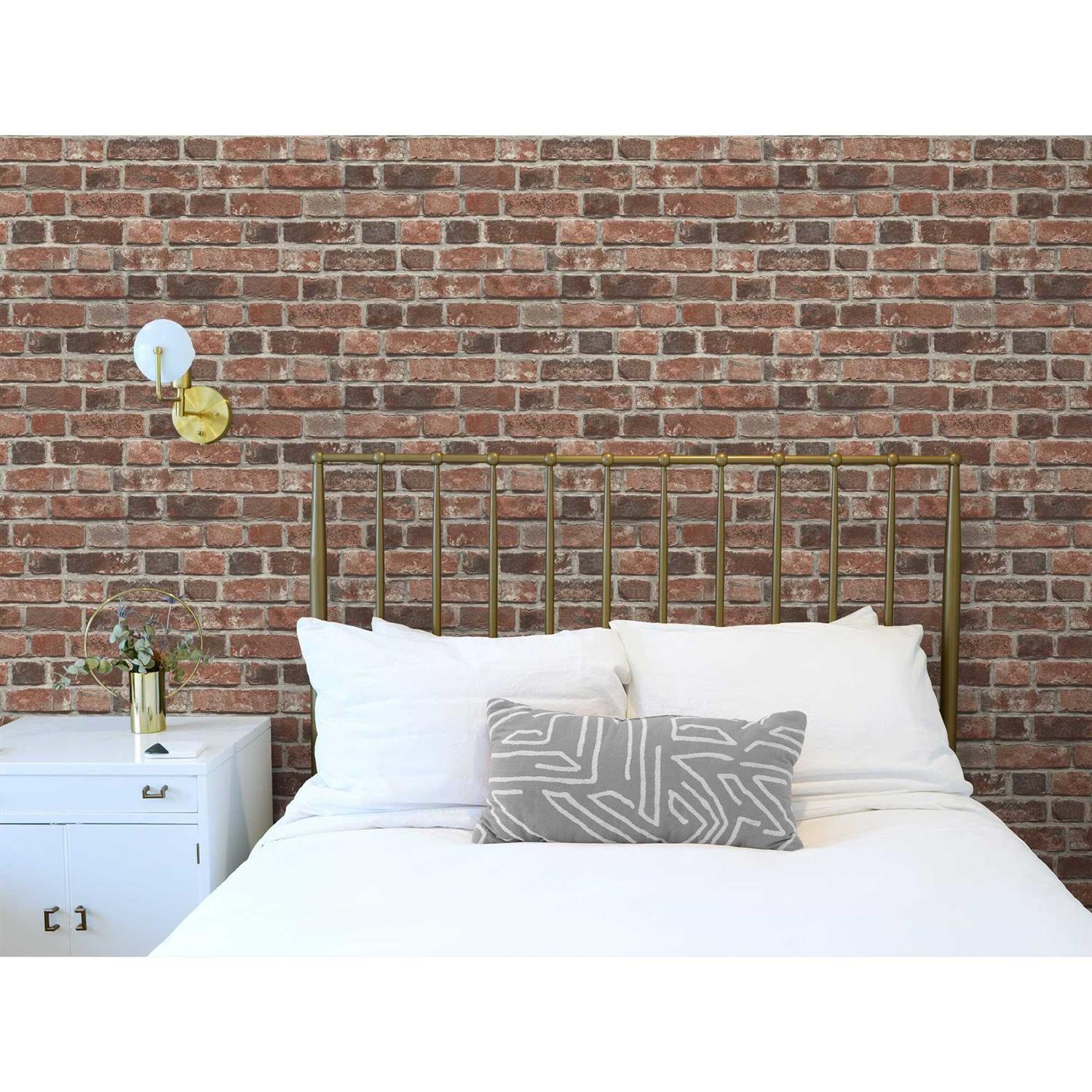 NextWall NW31700 Distressed Red Brick Peel and Stick Wallpaper - Image 4