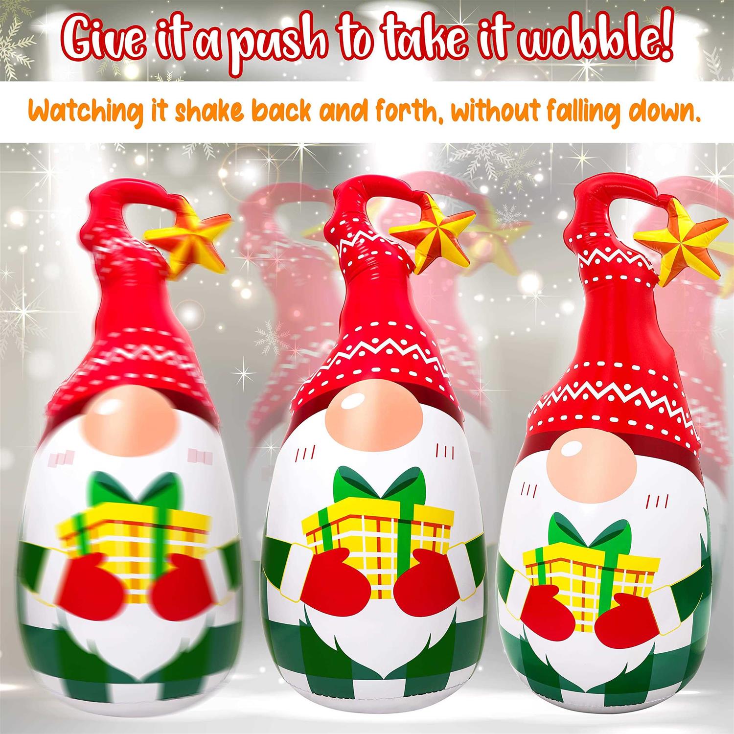 5Ft Lighted Outdoor Christmas Decorations Inflatables Blow Up Gnome Tumbler Xmas/Winter Holiday/Happy New Year 2024 Display Indoor Party Decor - Image 3