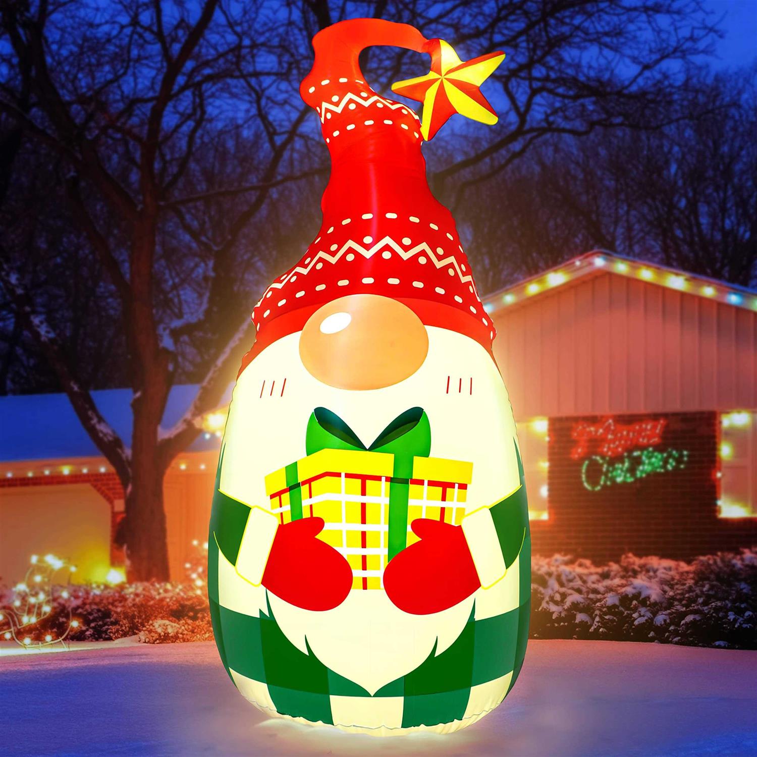 5Ft Lighted Outdoor Christmas Decorations Inflatables Blow Up Gnome Tumbler Xmas/Winter Holiday/Happy New Year 2024 Display Indoor Party Decor - Image 4