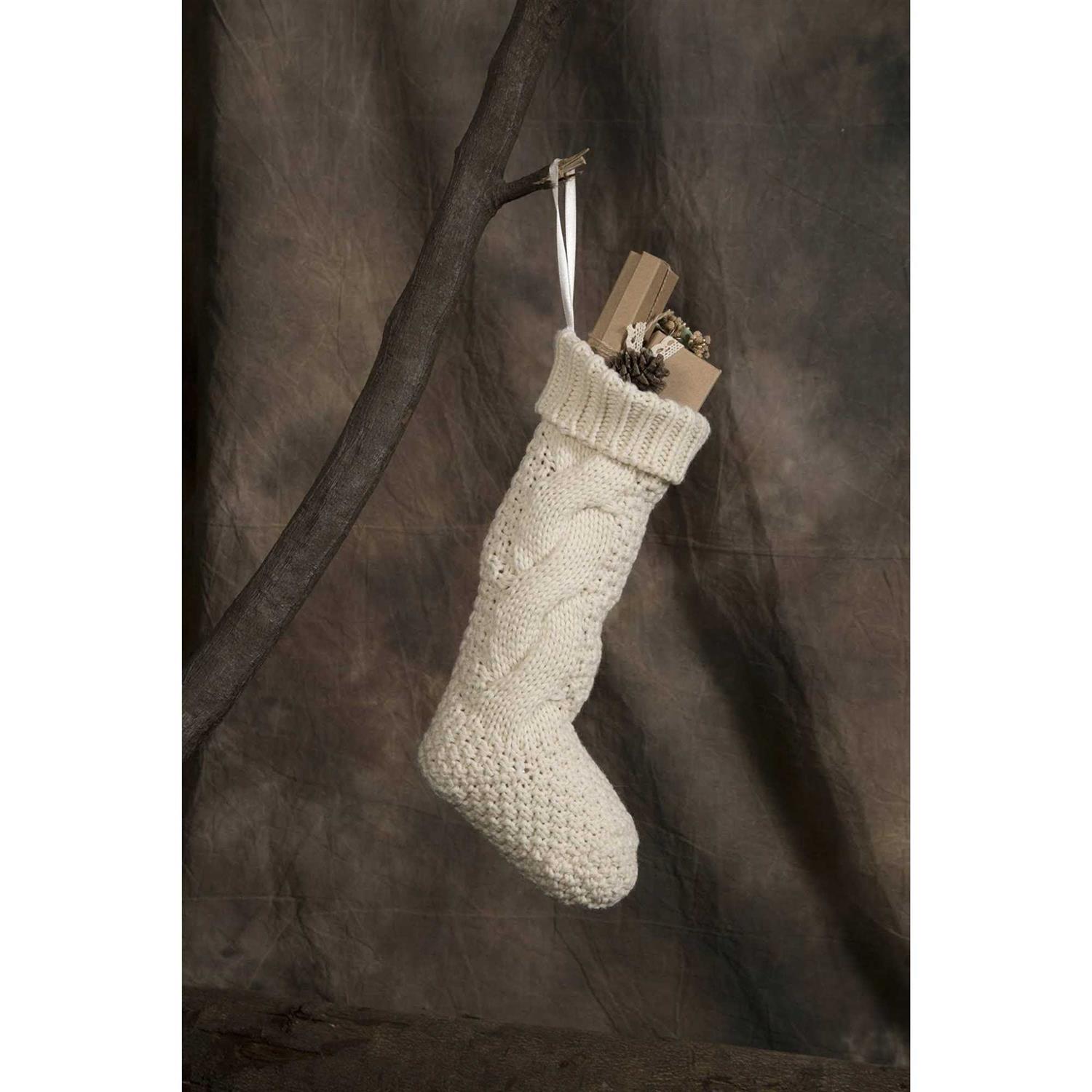 Kunyida Pack Unique Burgundy And Ivory White Knit Christmas Stockings - Image 3