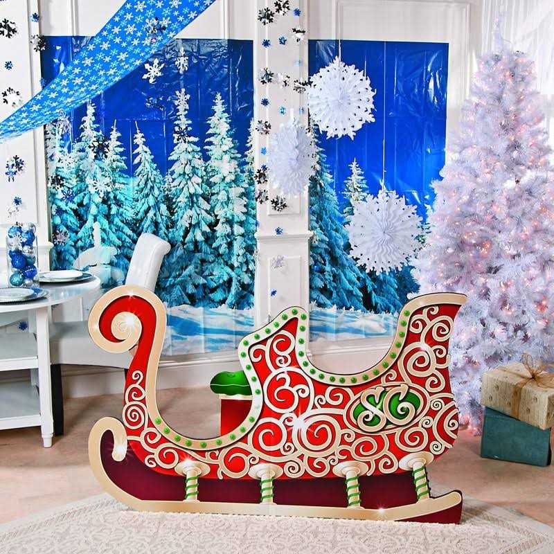 Cardboard Santa Sleigh Stand Up for Christmas Party Decor - Image 3