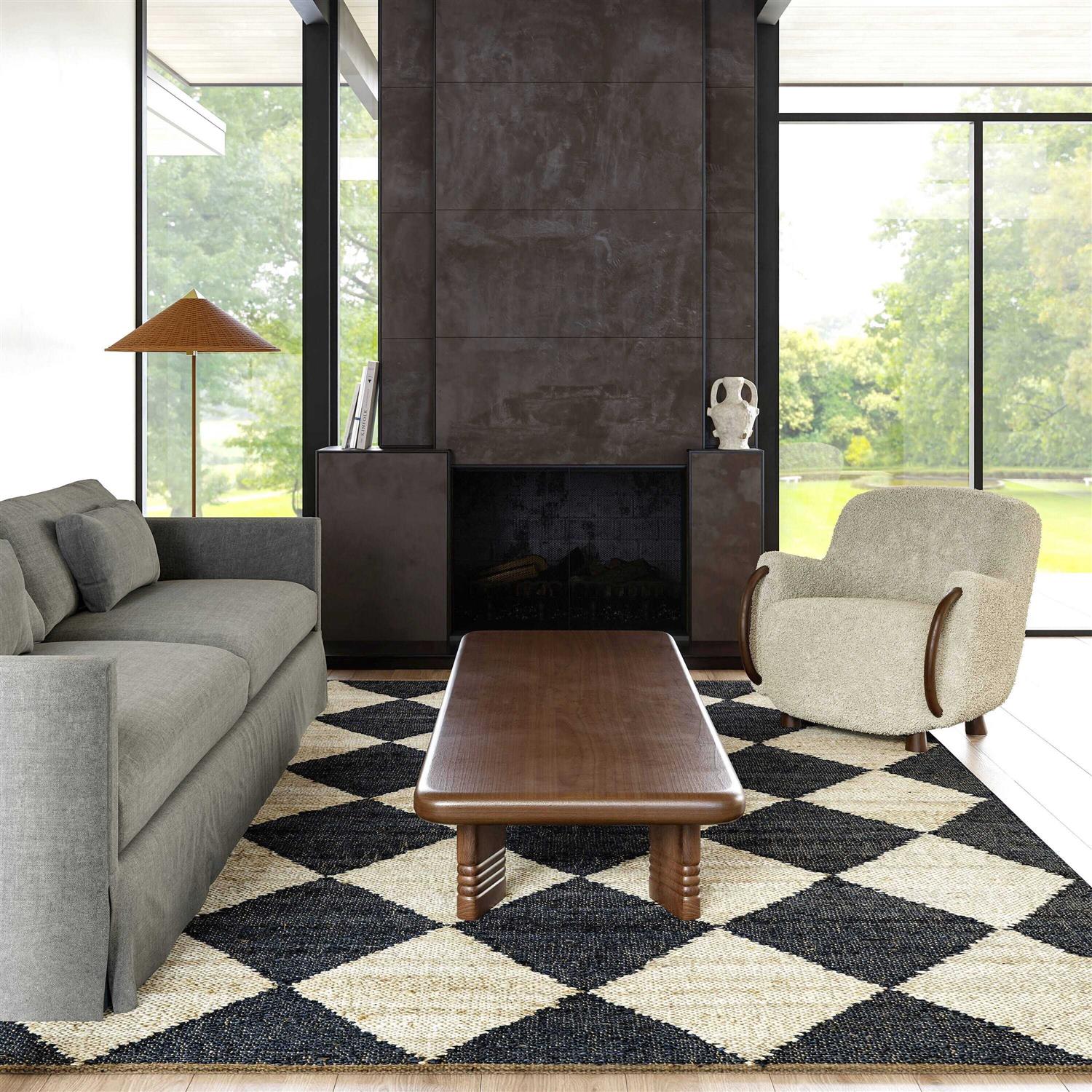Rugs USA Natural Arvin Olano x Rugs USA Louie Diamond Checkerboard Jute Rug - Image 3