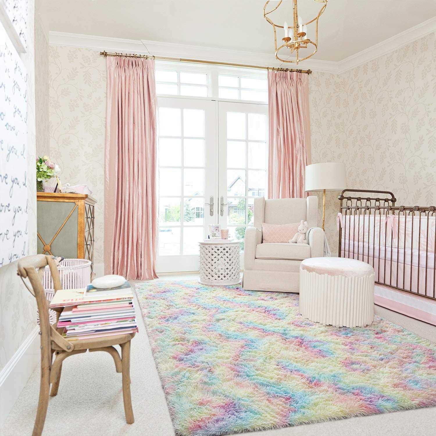 Arogan Soft Rainbow Area Rugs For Girls Room Fluffy Girls Bedroom Rugs - Image 3