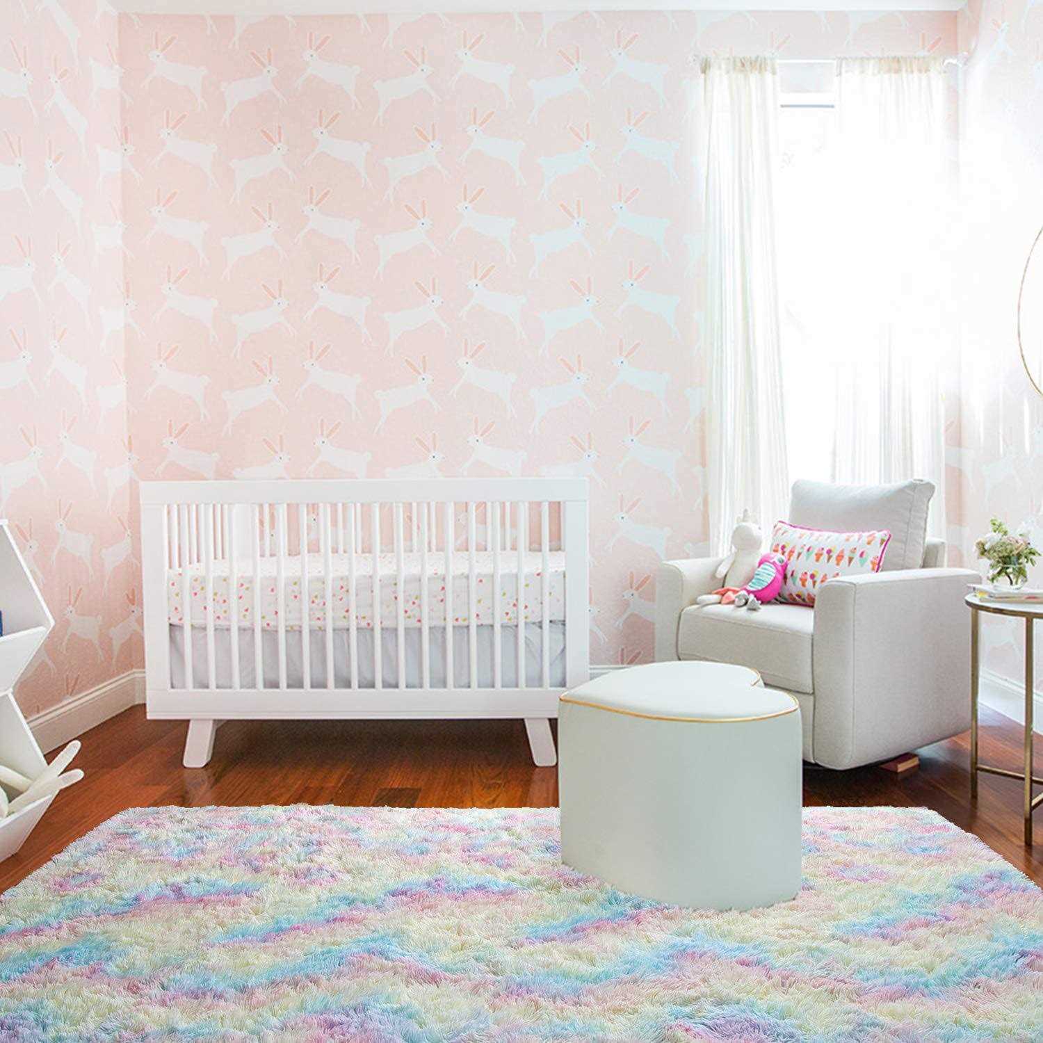 Arogan Soft Rainbow Area Rugs For Girls Room Fluffy Girls Bedroom Rugs - Image 4