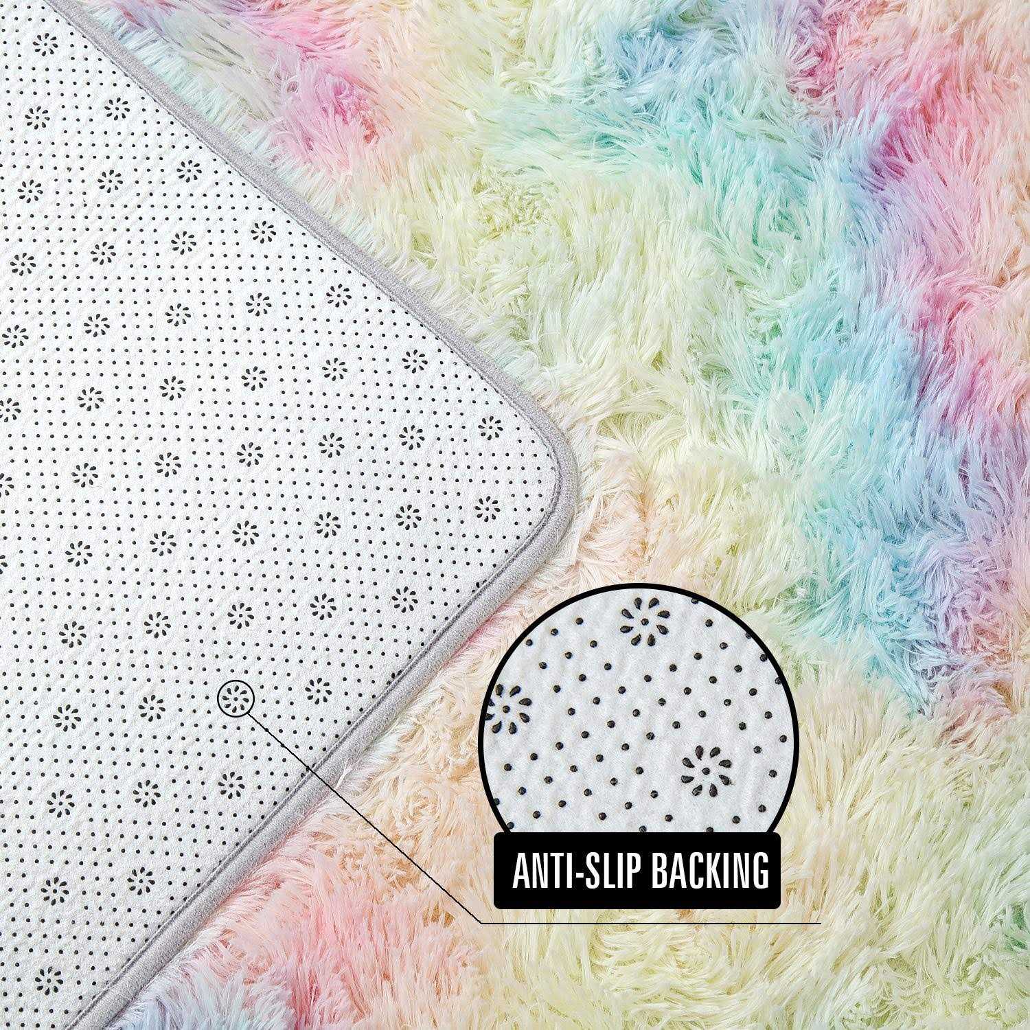 Arogan Soft Rainbow Area Rugs For Girls Room Fluffy Girls Bedroom Rugs - Image 5