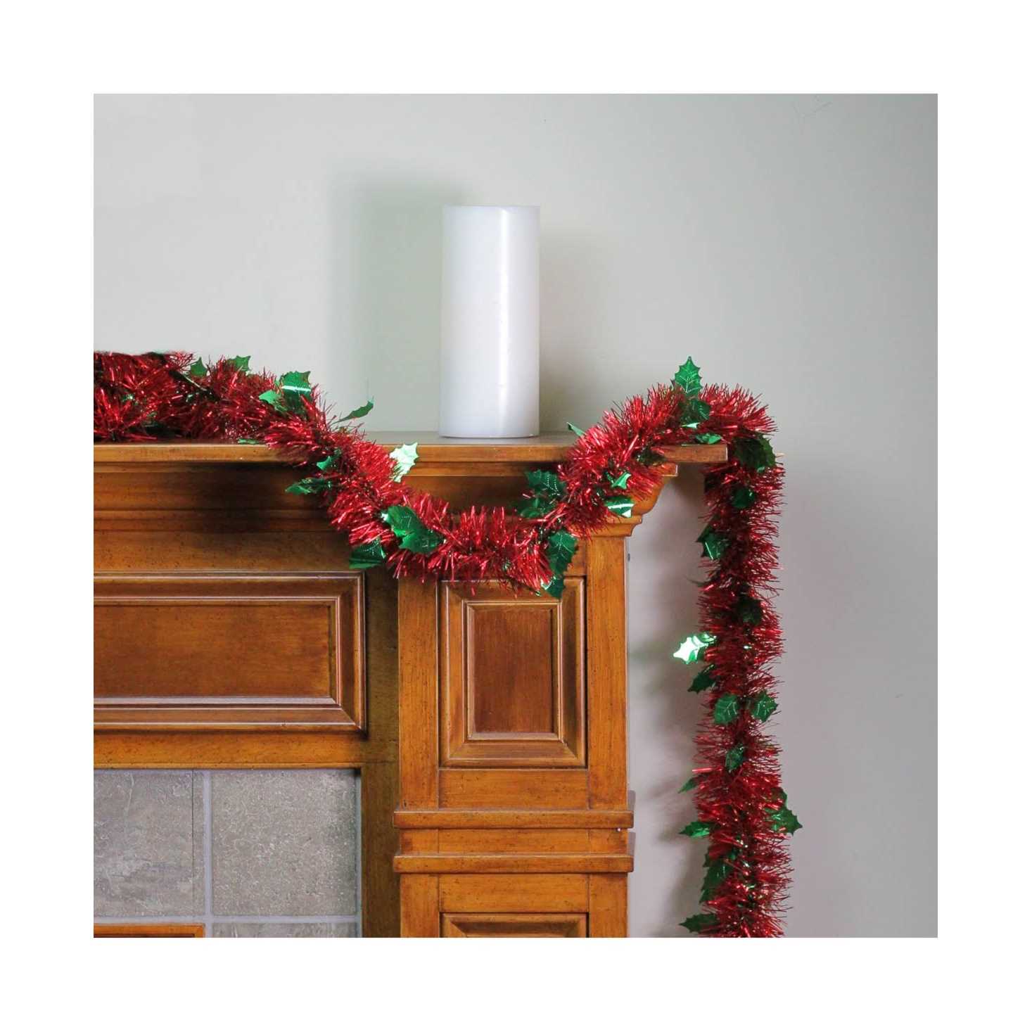 Northlight 50' x Red and Wide Cut Tinsel Christmas Garland - Image 3