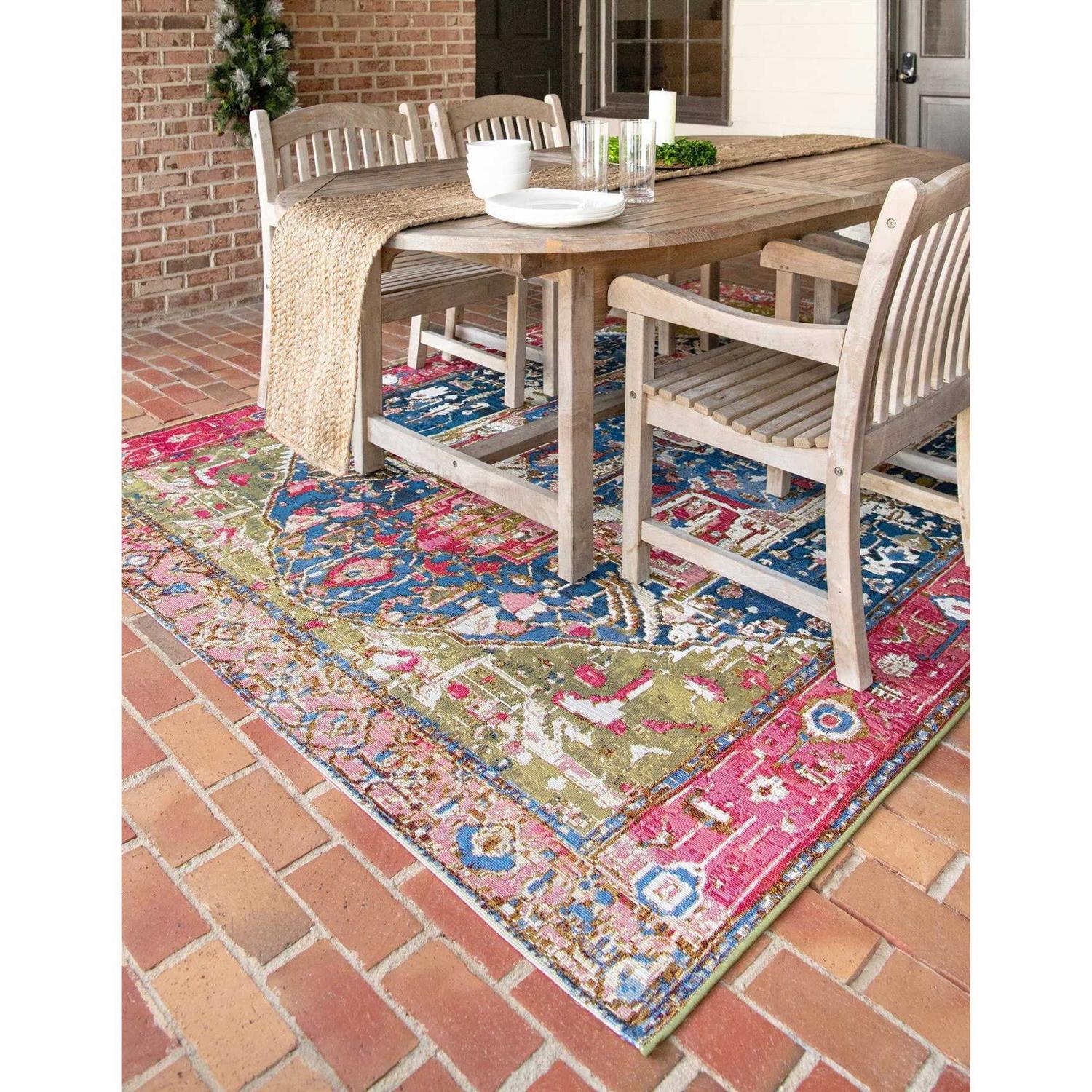 Outdoor Traditional Multi Area Rug Indoor Outdoor Rug - Image 4