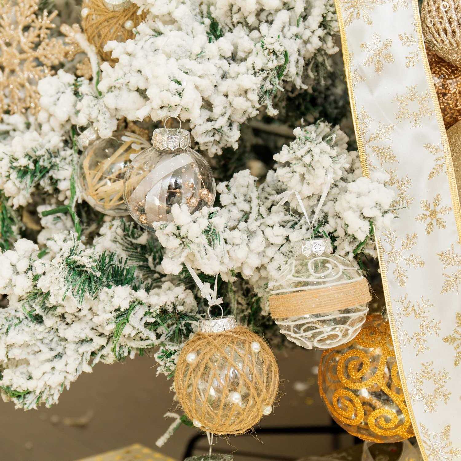 XmasExp Christmas Ball Ornaments Set-70mm/2.76 Large Shatterproof Clear Glitter Pastic Christmas Ball Xmas Tree Decoration Delicate Hanging - Image 3