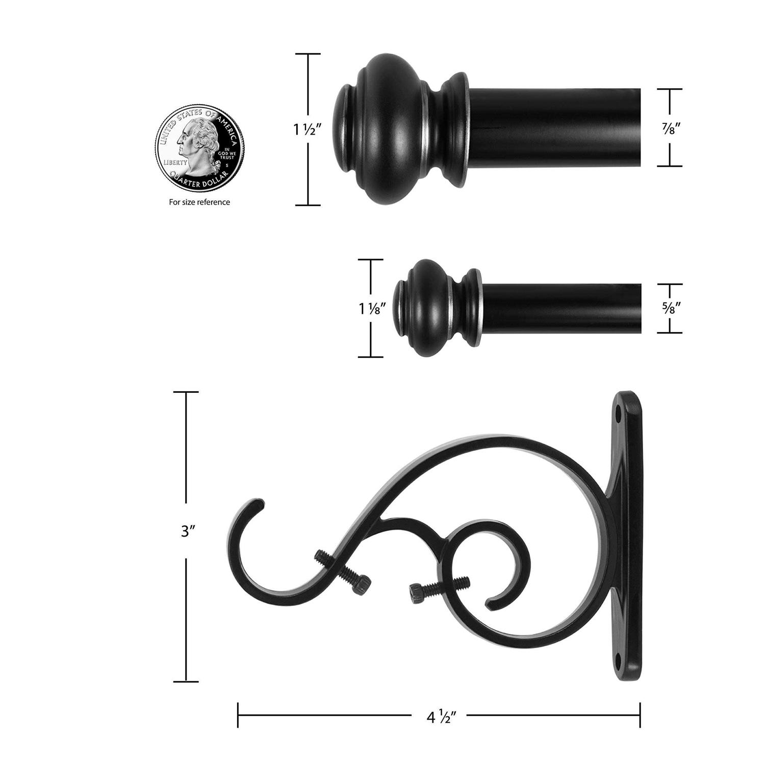 Decopolitan 1 inch Urn Double Curtain Rod Set - Image 5