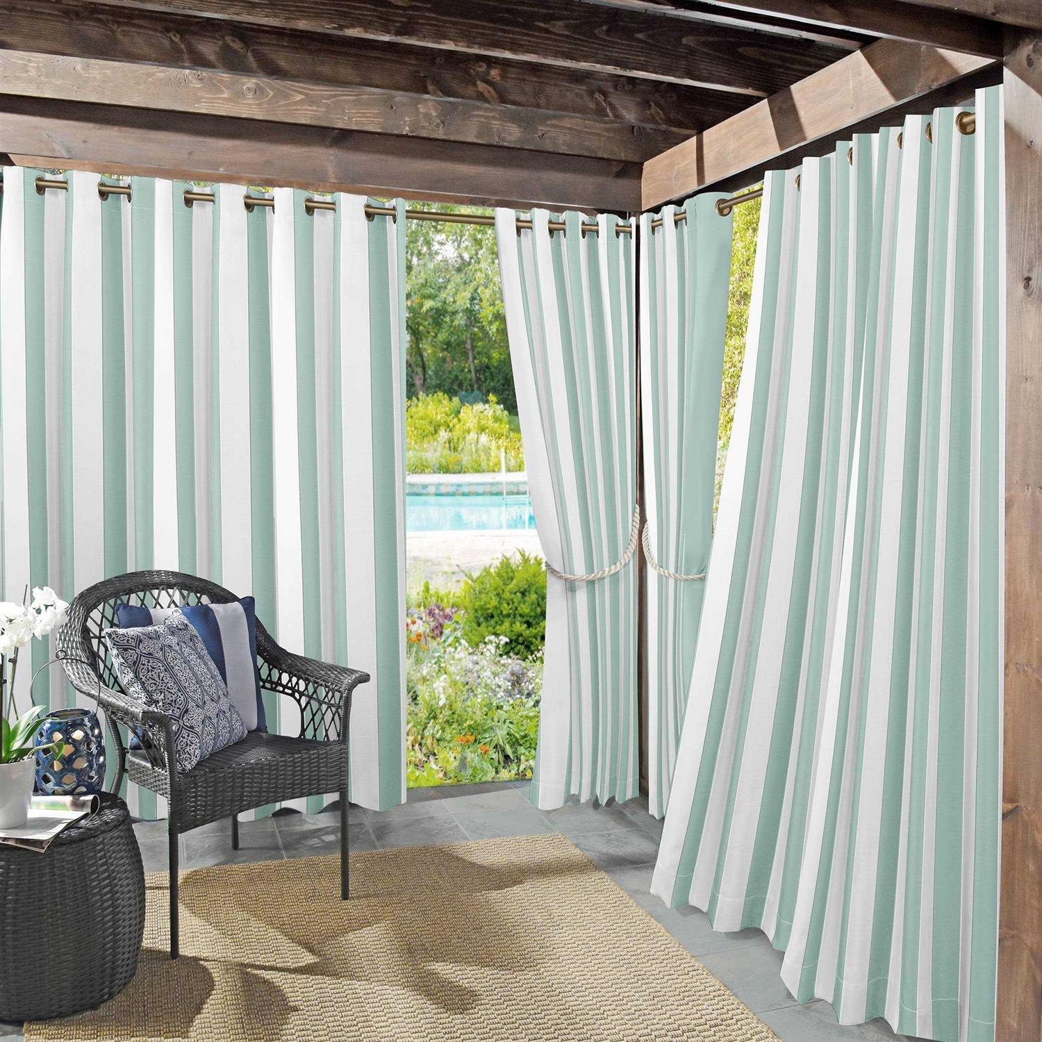 Sun Zero Valencia Cabana Stripe Indoor/Outdoor UV Protectant Room Darkening Grommet Curtain Panel - Image 5